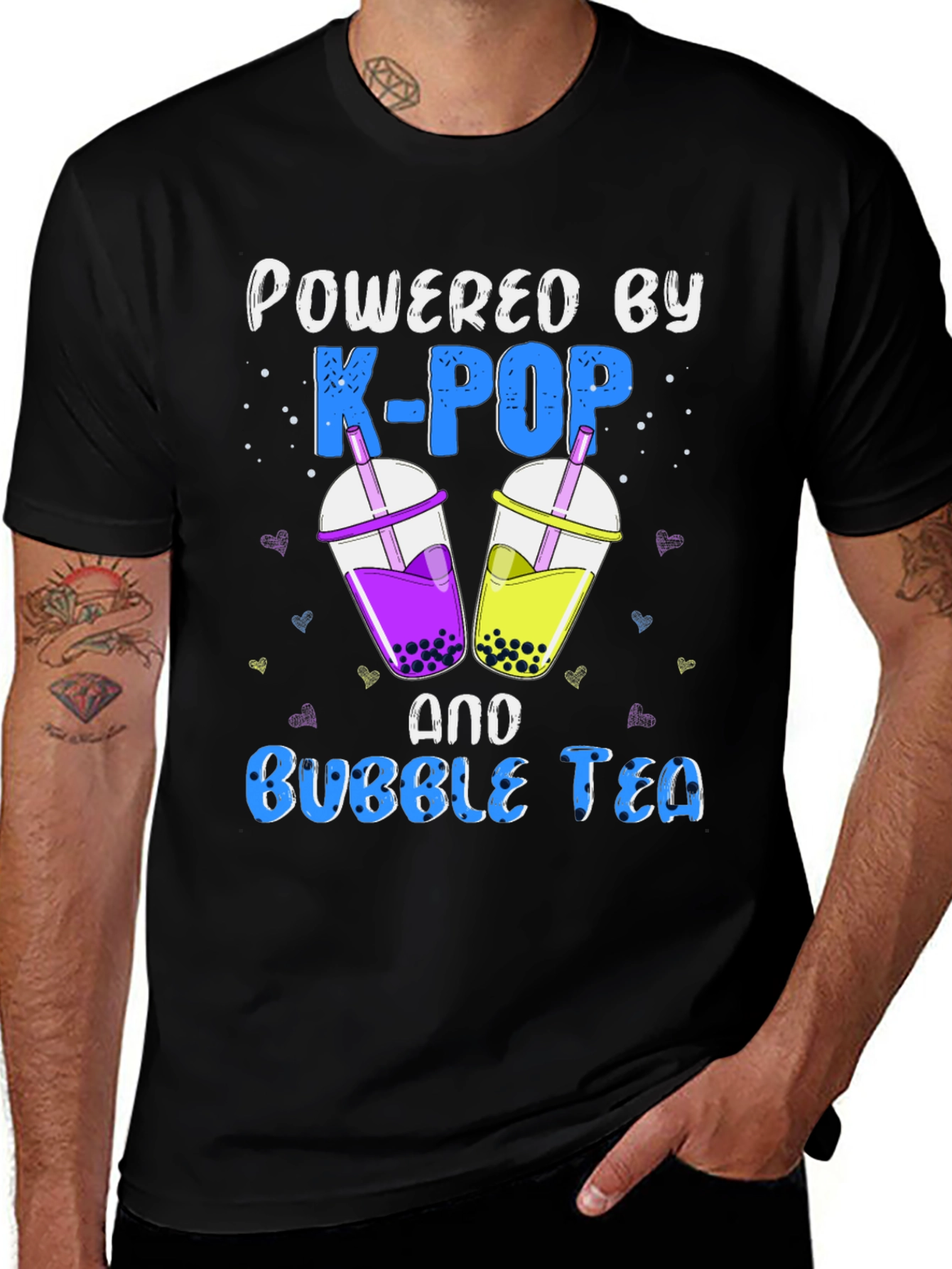 Powered By K-Pop and Bubble Tea Graphic Tee