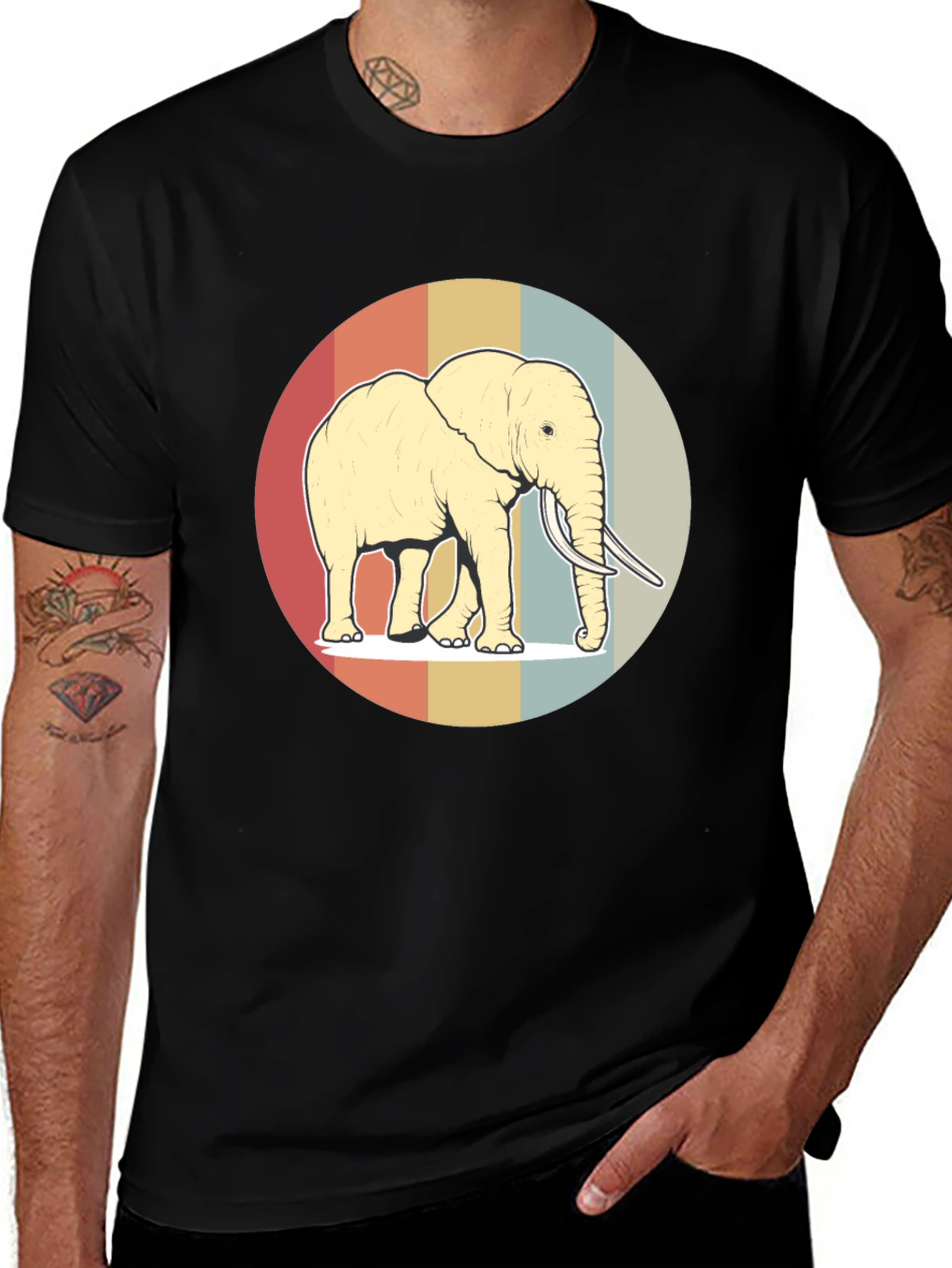 Variant 5 of Retro Elephant Graphic Tee - Soft Cotton Blend