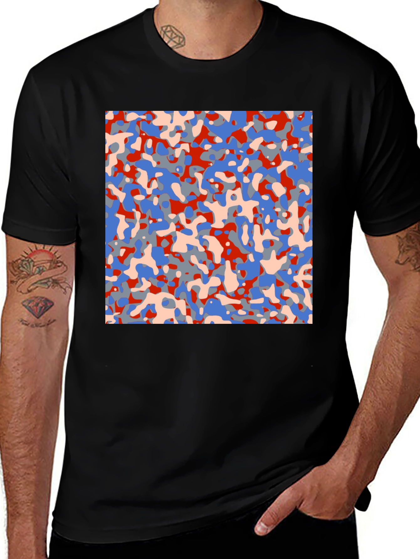 Variant 30 of Abstract Camo Print Black T-Shirt