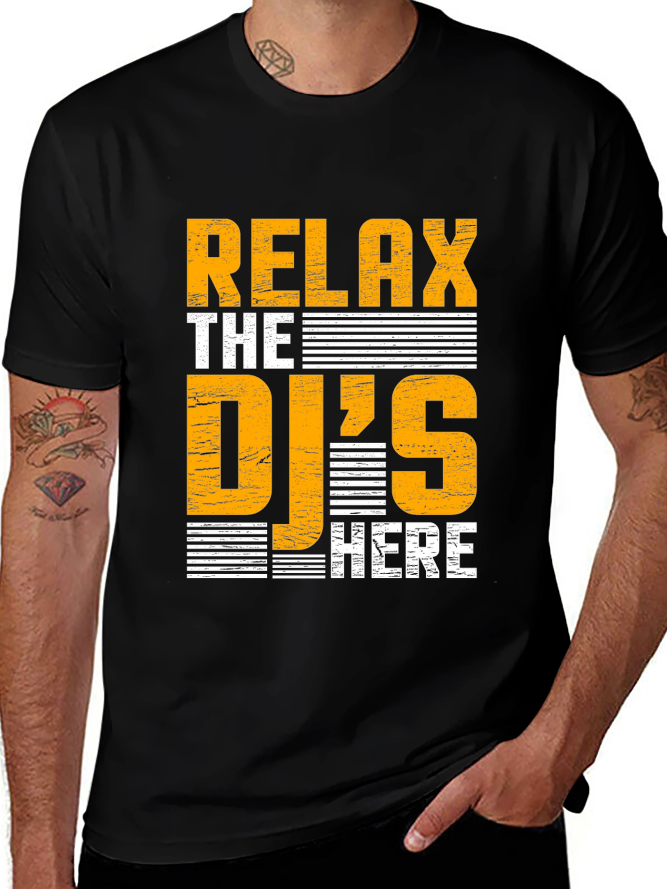Variant 25 of Relax The DJs Here Black Graphic Tee