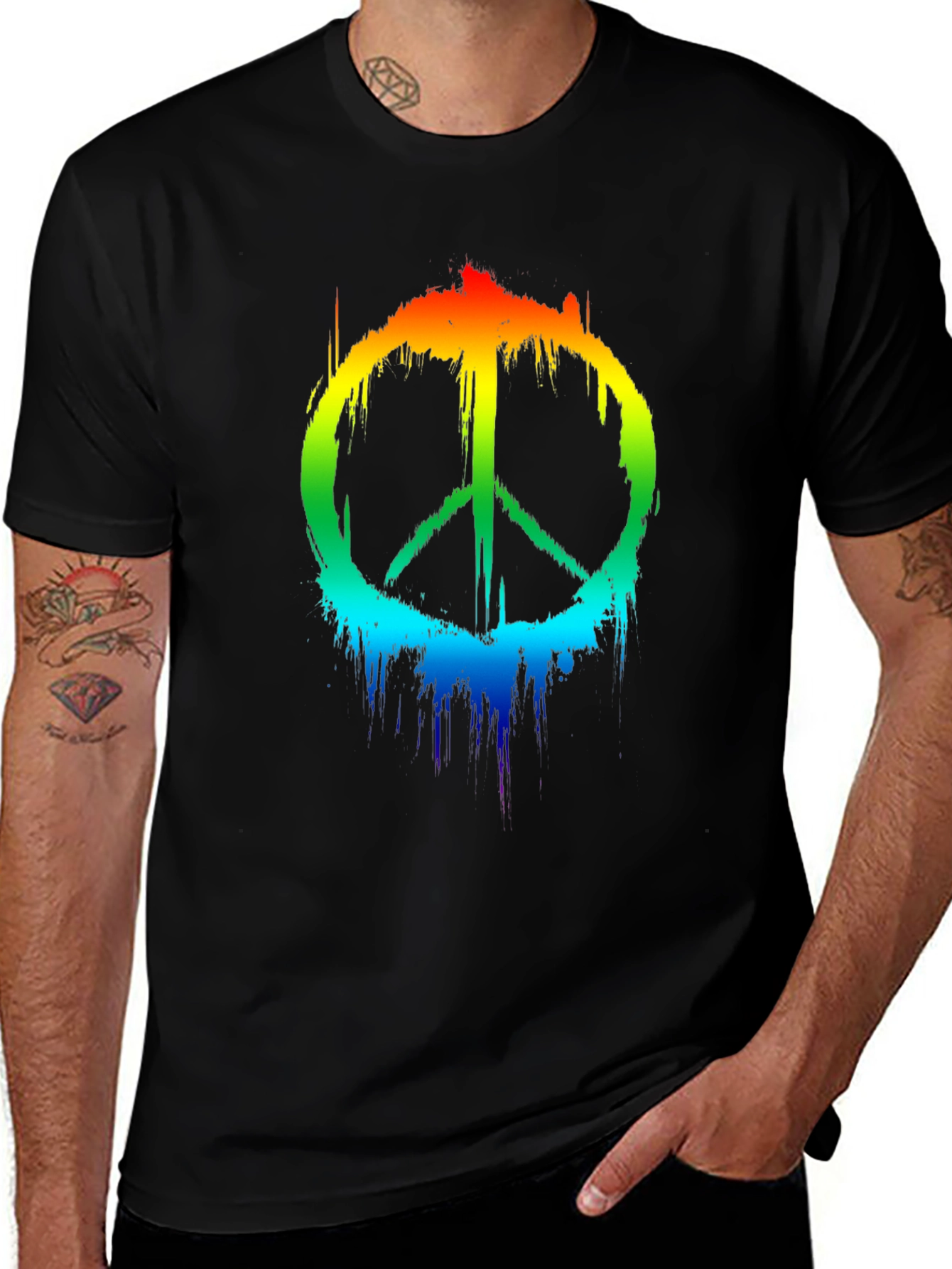 Variant 3 of Rainbow Peace Sign Black T-Shirt