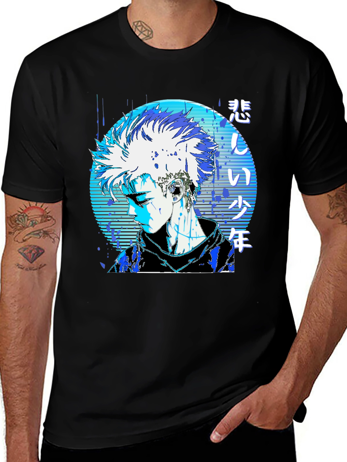 Variant 17 of Anime Boy Graphic Black T-Shirt