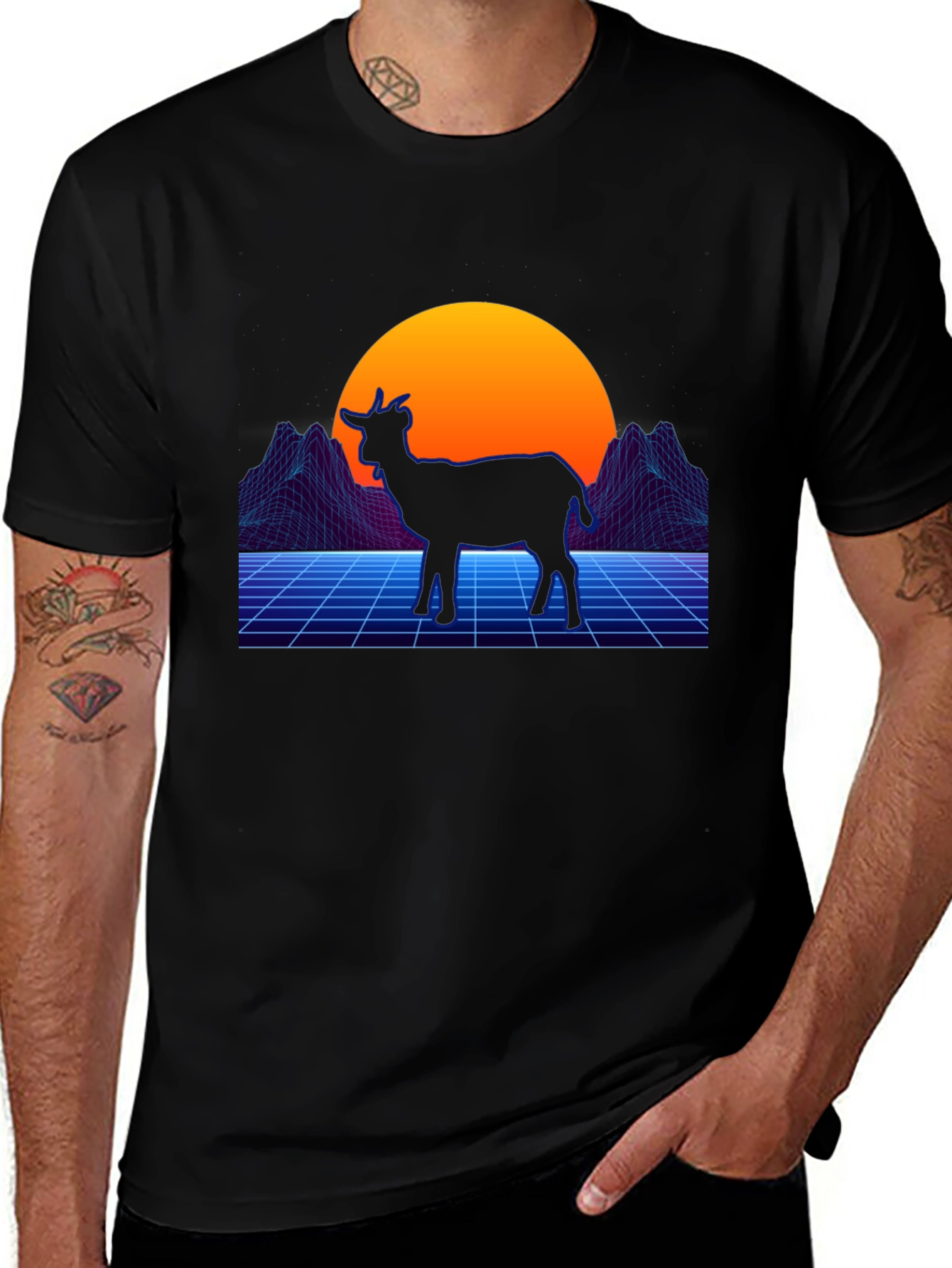Variant 17 of Retro Goat T-Shirt - 80s Style Design