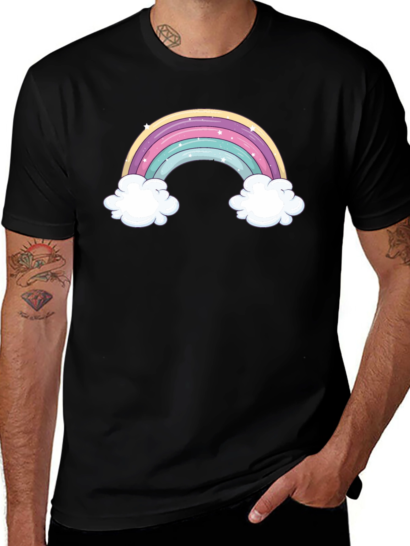 Variant 4 of Rainbow Cloud Graphic Tee - Black Unisex T-Shirt