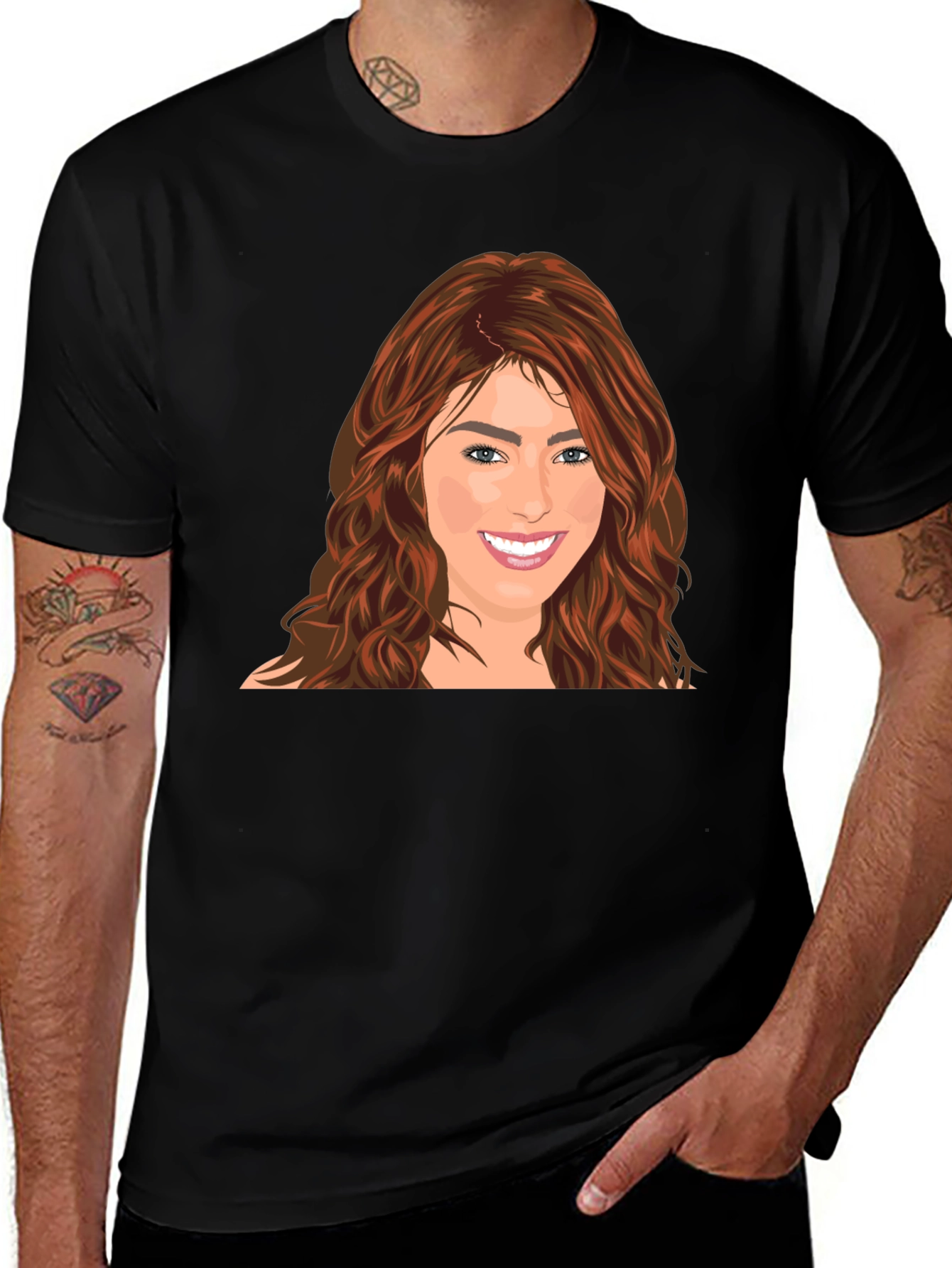 Variant 23 of Woman Portrait Black T-Shirt