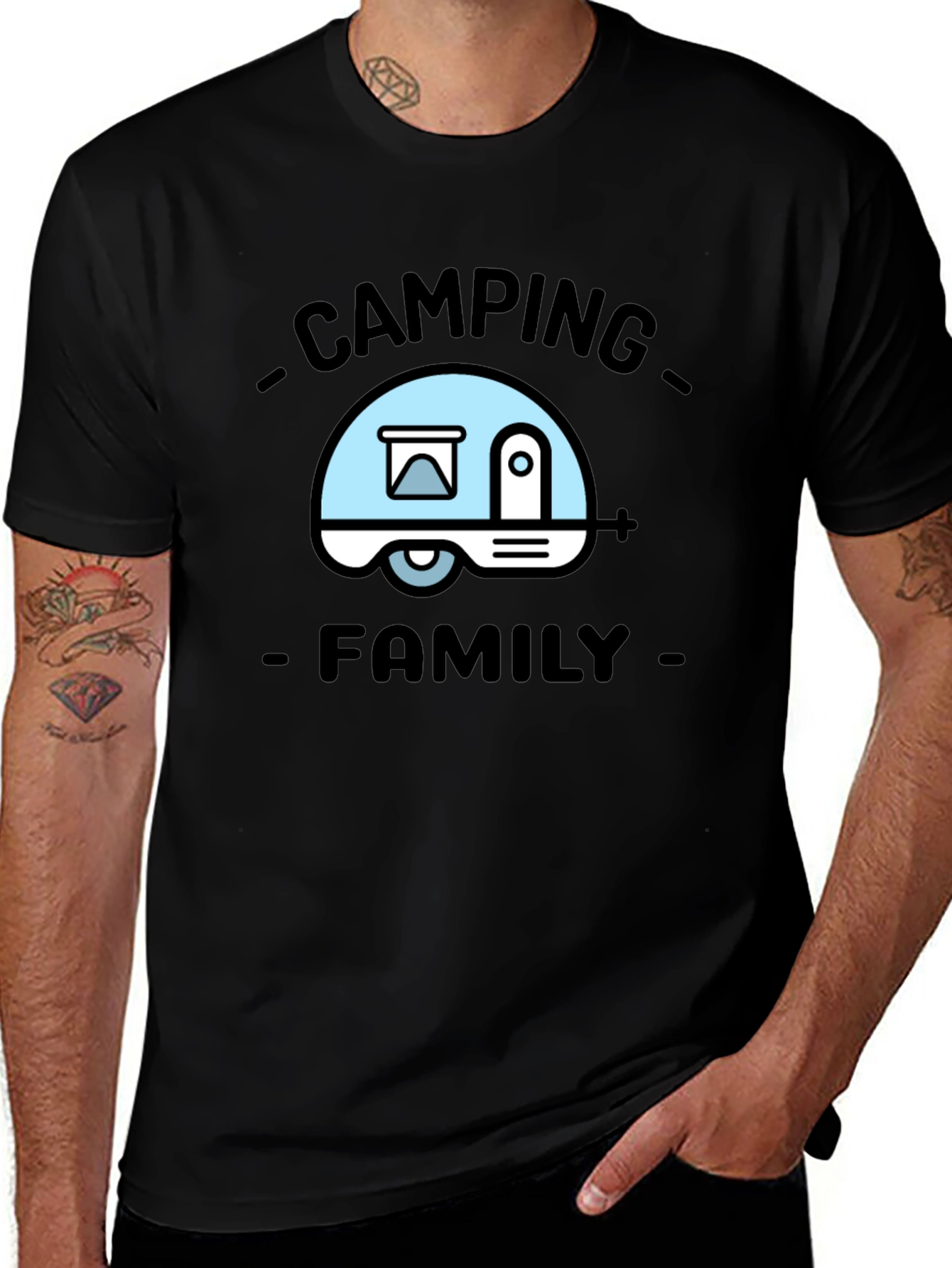 Variant 22 of Camping Family Graphic Tee - Black