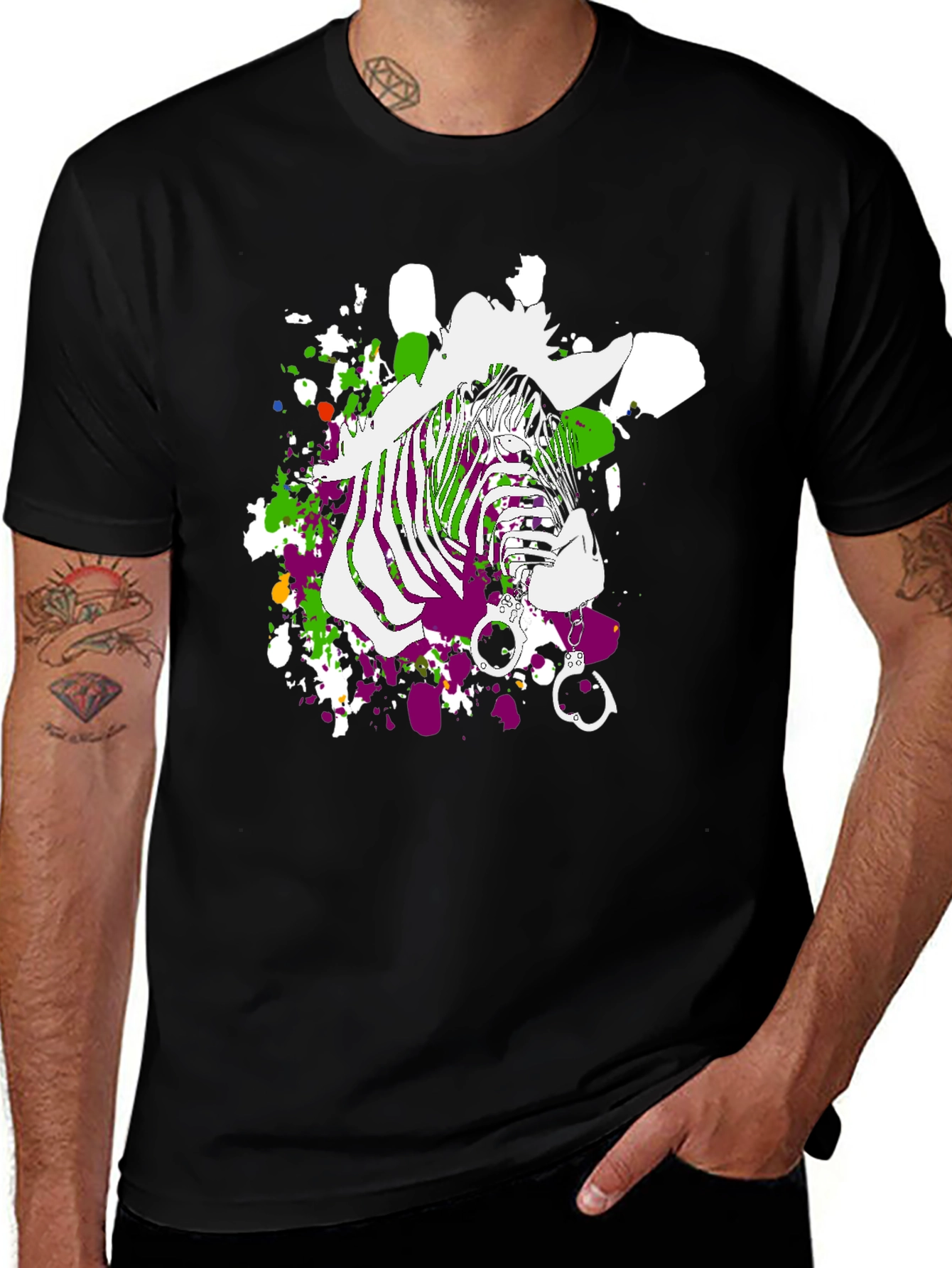 Variant 18 of Zebra Graphic Print Men's T-Shirt - Black