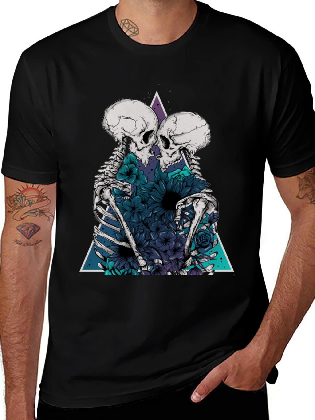 Variant 21 of Floral Skeleton Graphic Print T-Shirt