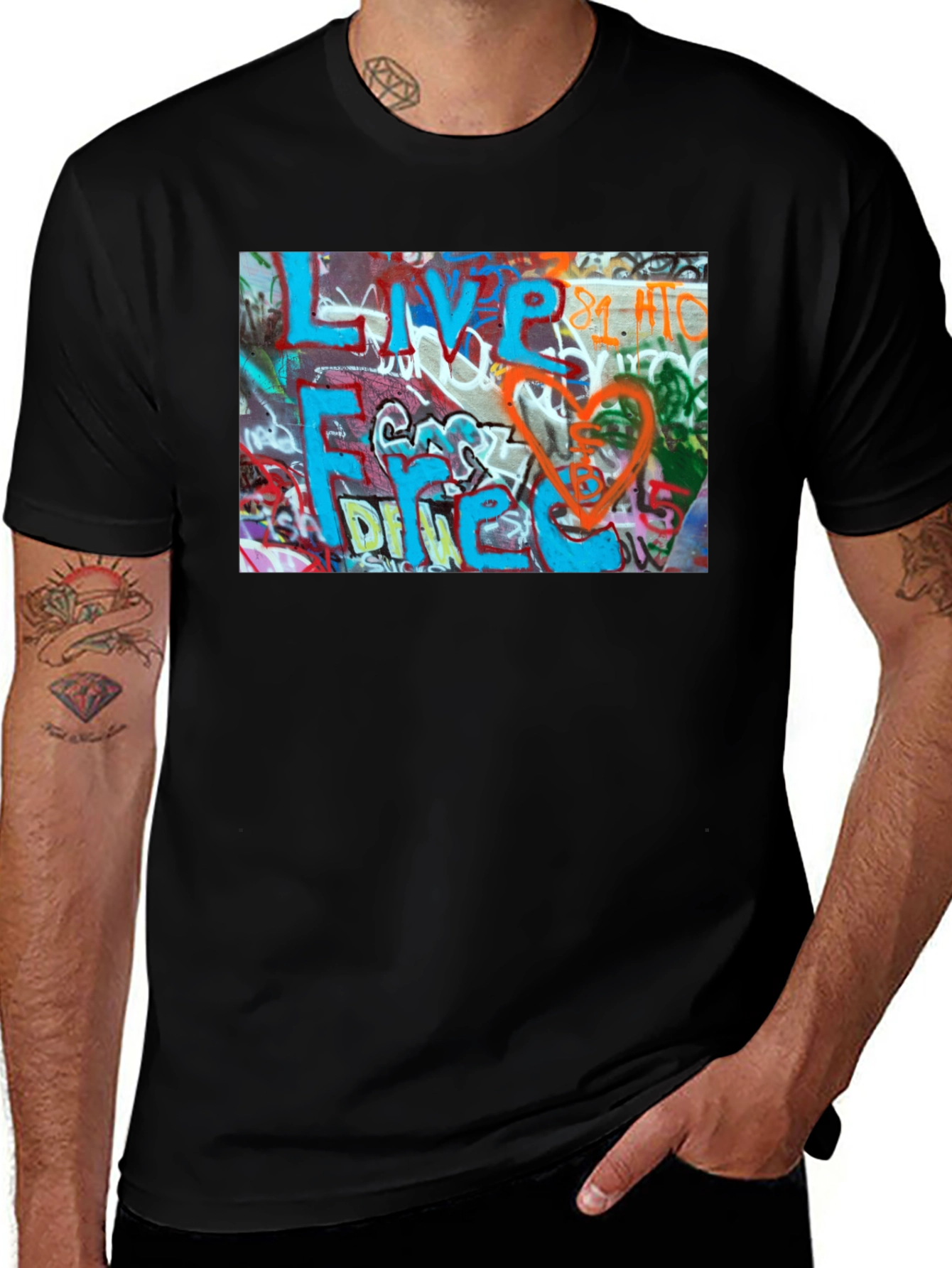 Graffiti Art T-Shirt - Live Free Design