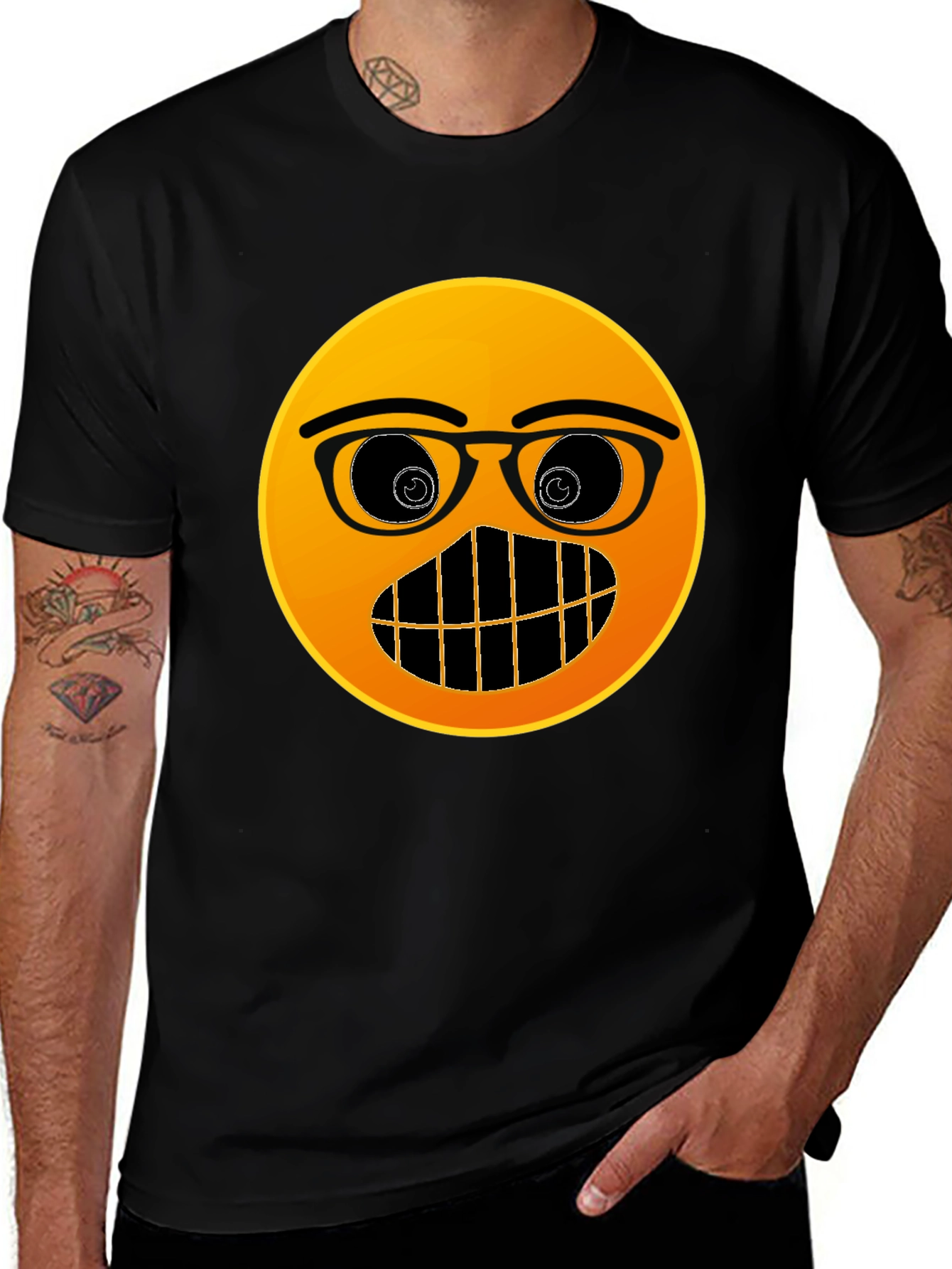 Variant 20 of Emoji Nerd T-Shirt - Black