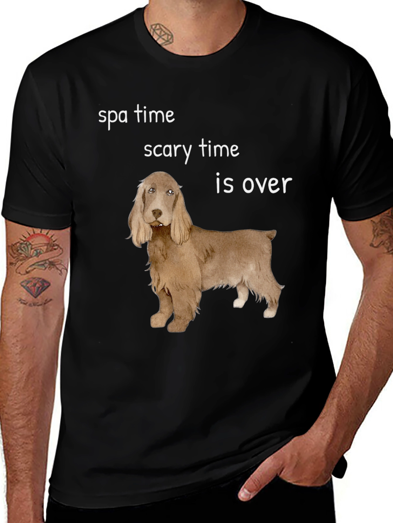 Funny Dog T-Shirt: Spa Time, Scary Time is Over