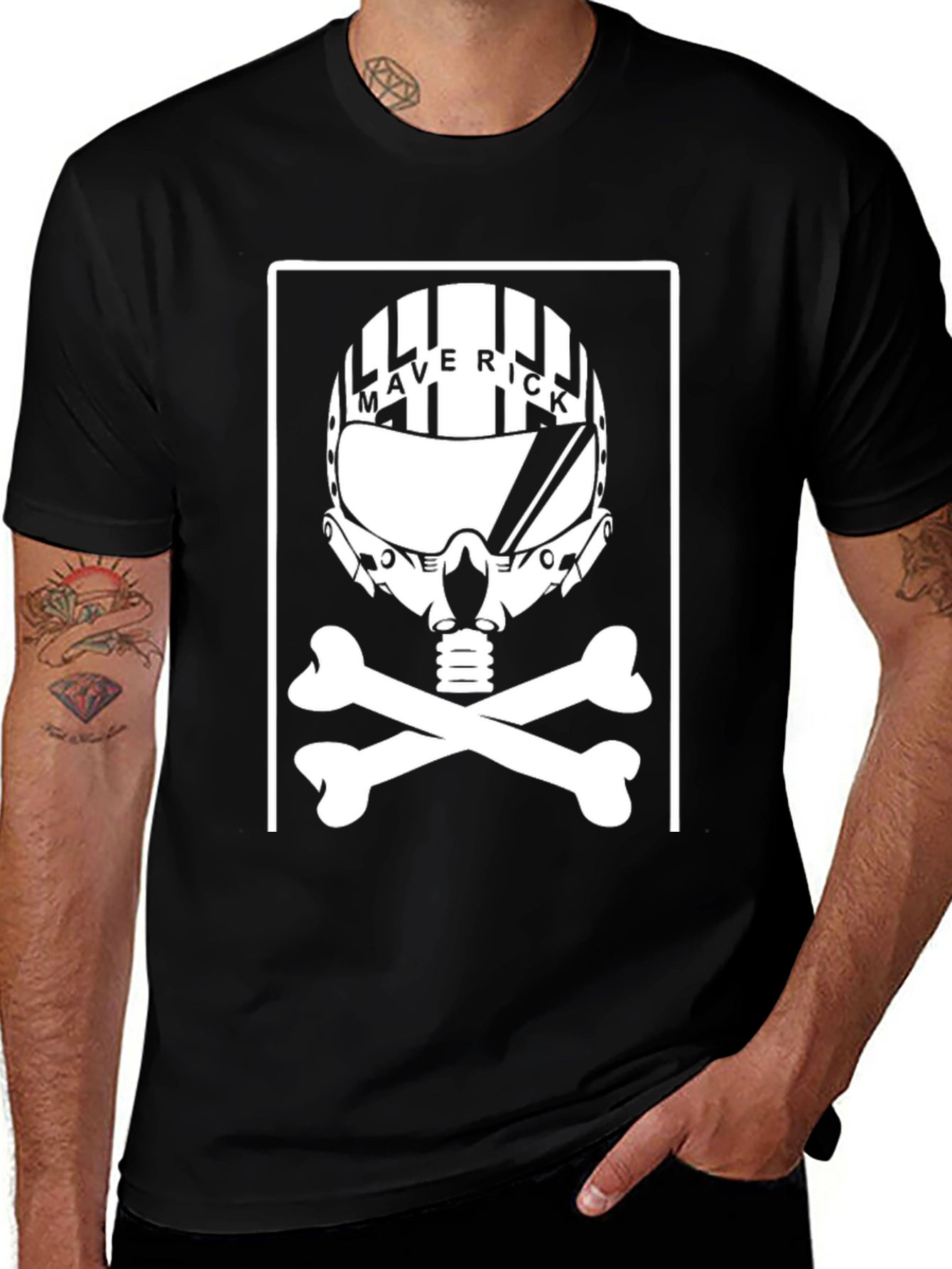 Variant 16 of Maverick Skull Tee - Top Gun Inspired Graphic T-Shirt