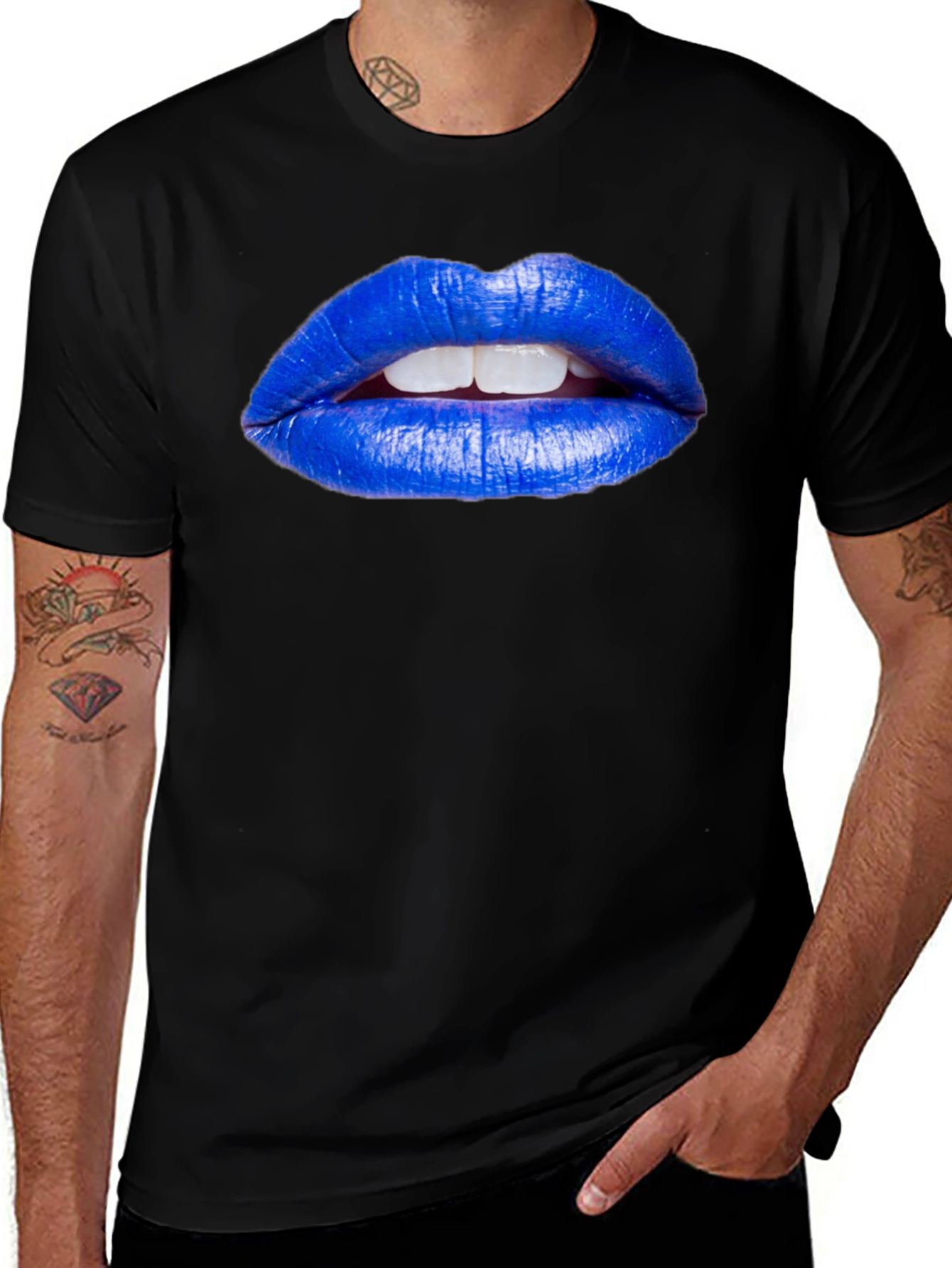 Variant 12 of Blue Lips Graphic Tee - Unique Fashion Statement