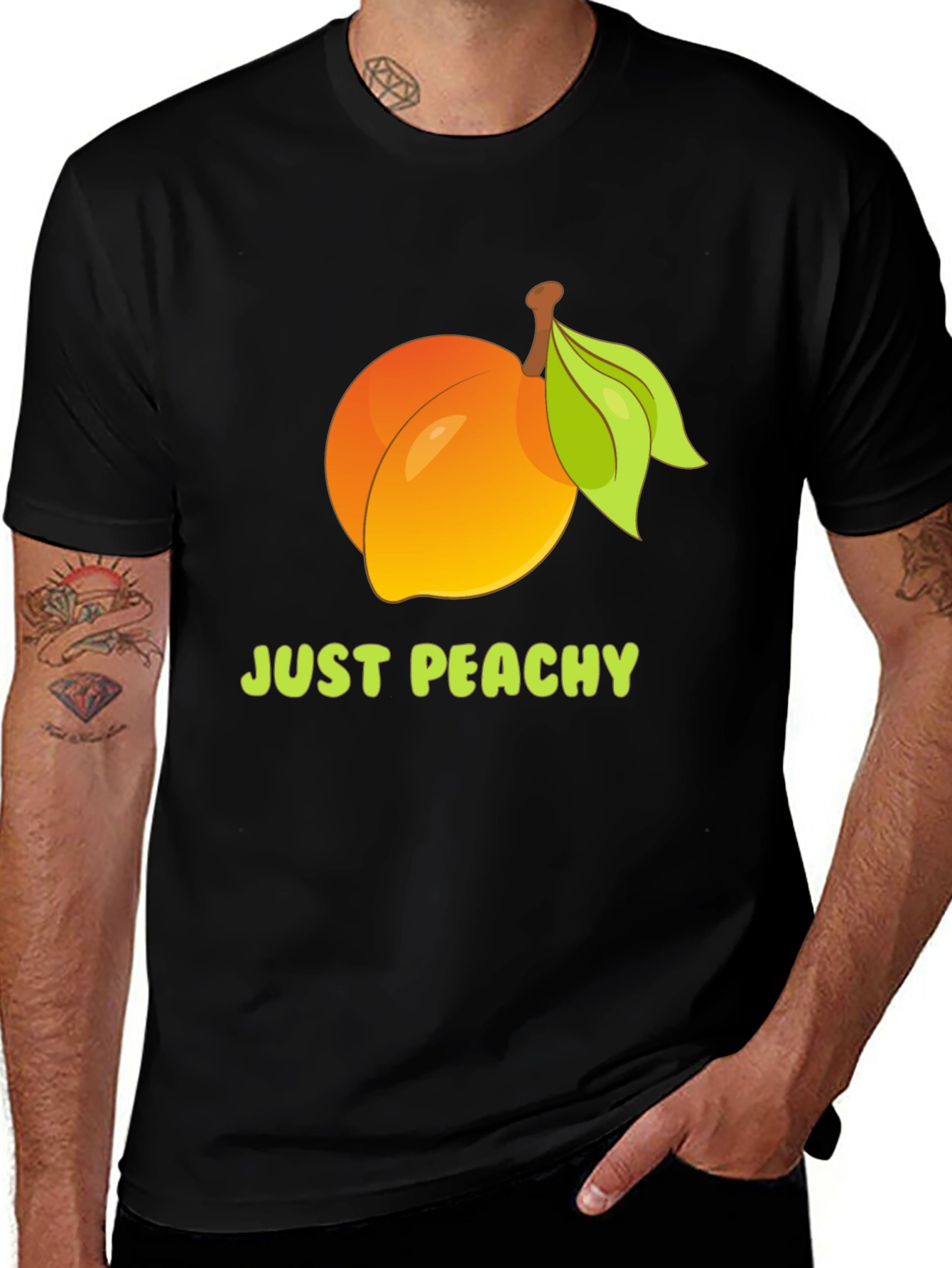 Variant 17 of Just Peachy Graphic T-Shirt - Black, Crew Neck, Short Sleeve