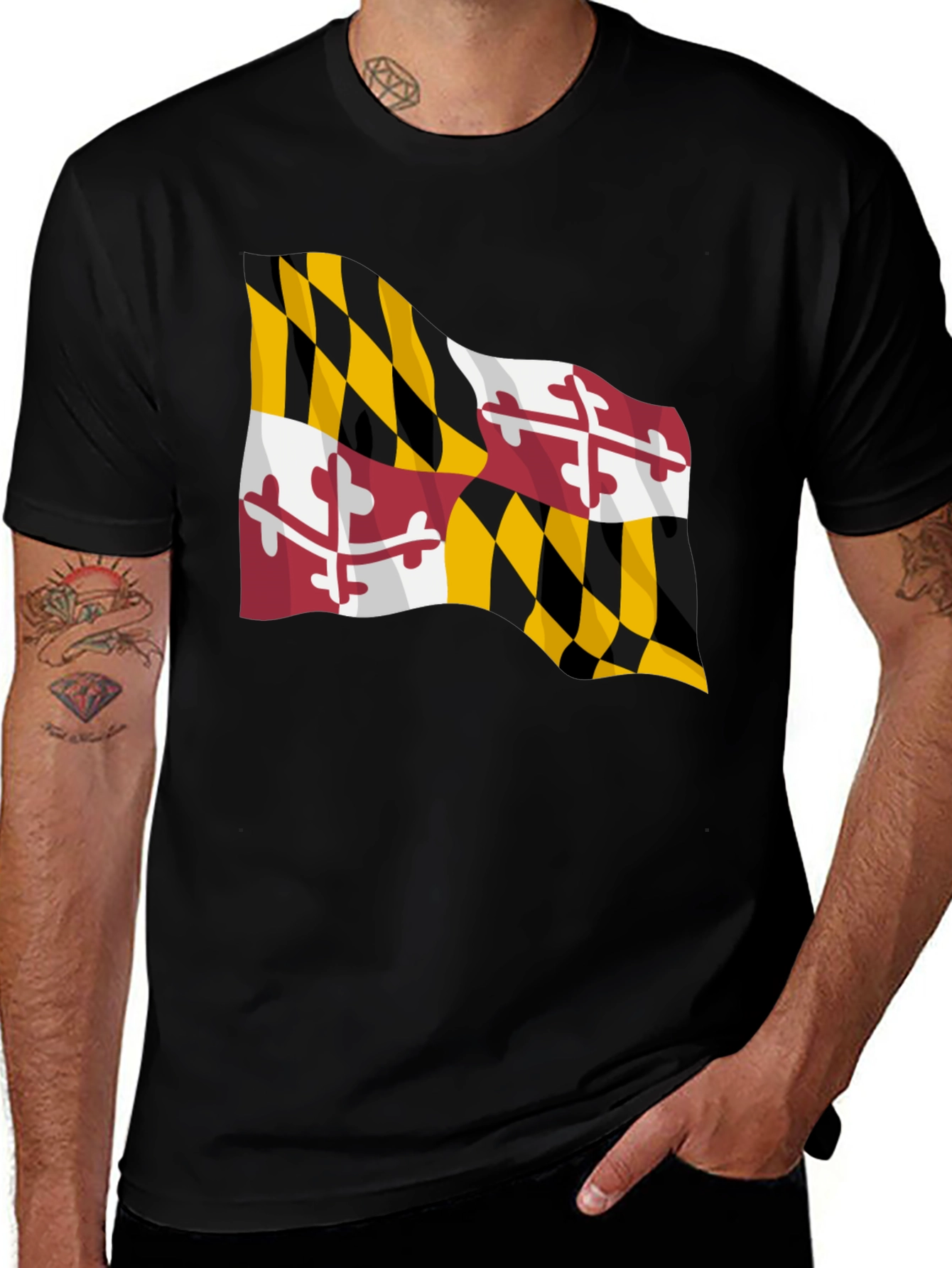 Black Maryland Flag Black T-Shirt main image