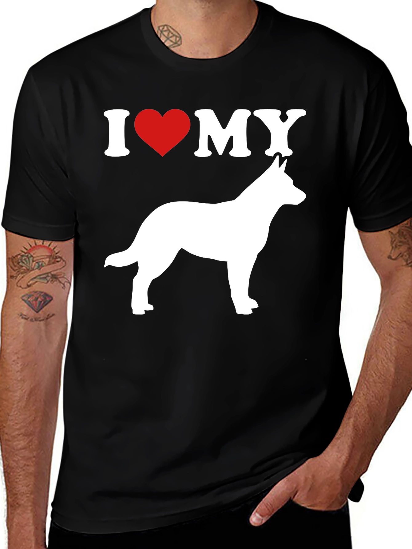 Variant 17 of I Love My Dog T-Shirt - Black Cotton Blend - Pet Lover Gift