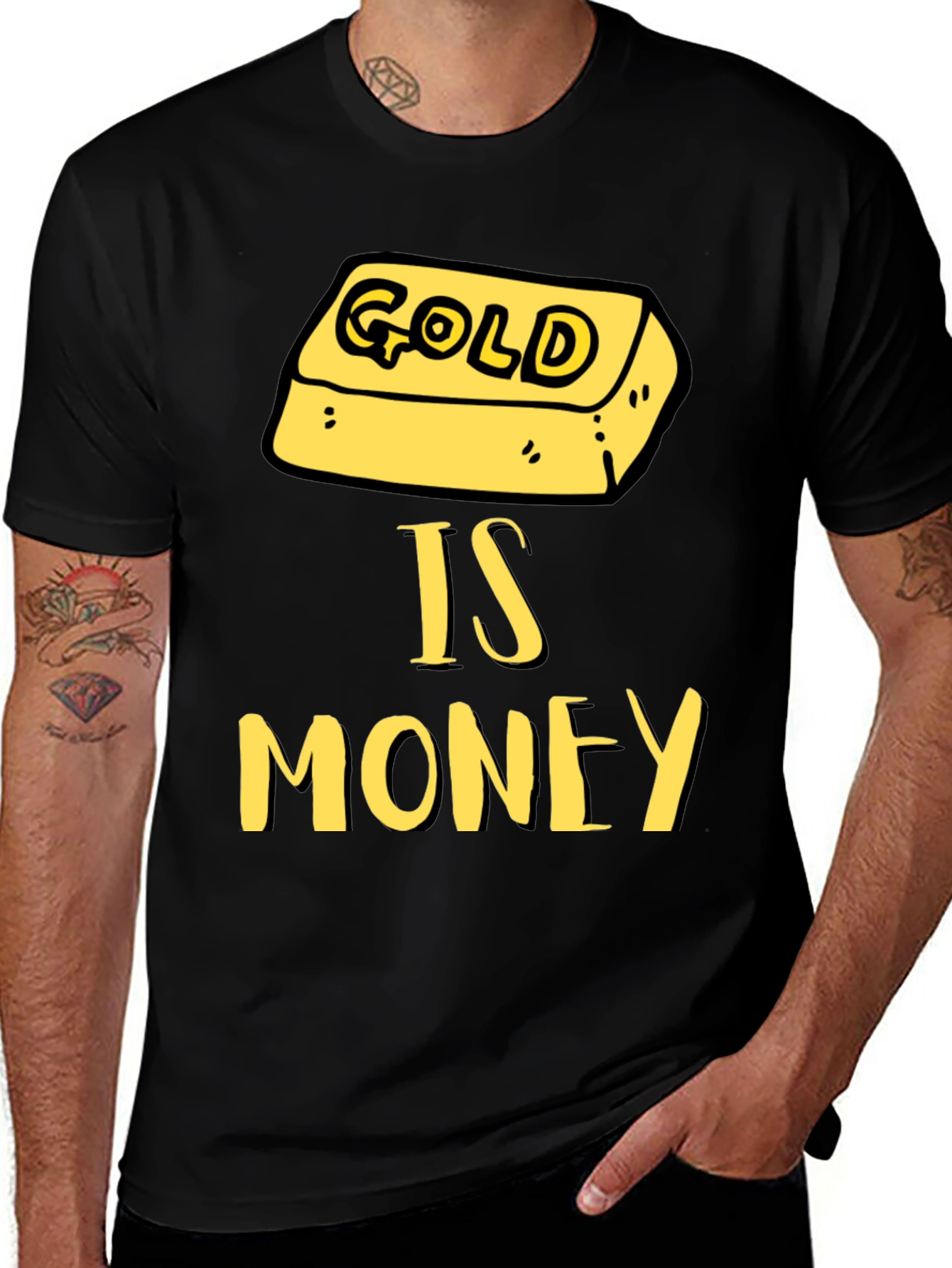 Variant 15 of Gold Is Money Graphic Tee - Black T-Shirt