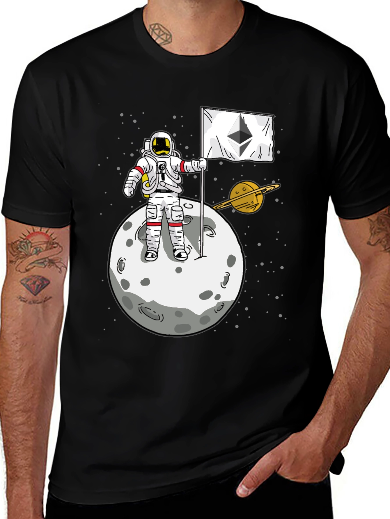 Variant 26 of Astronaut Ethereum Flag T-Shirt