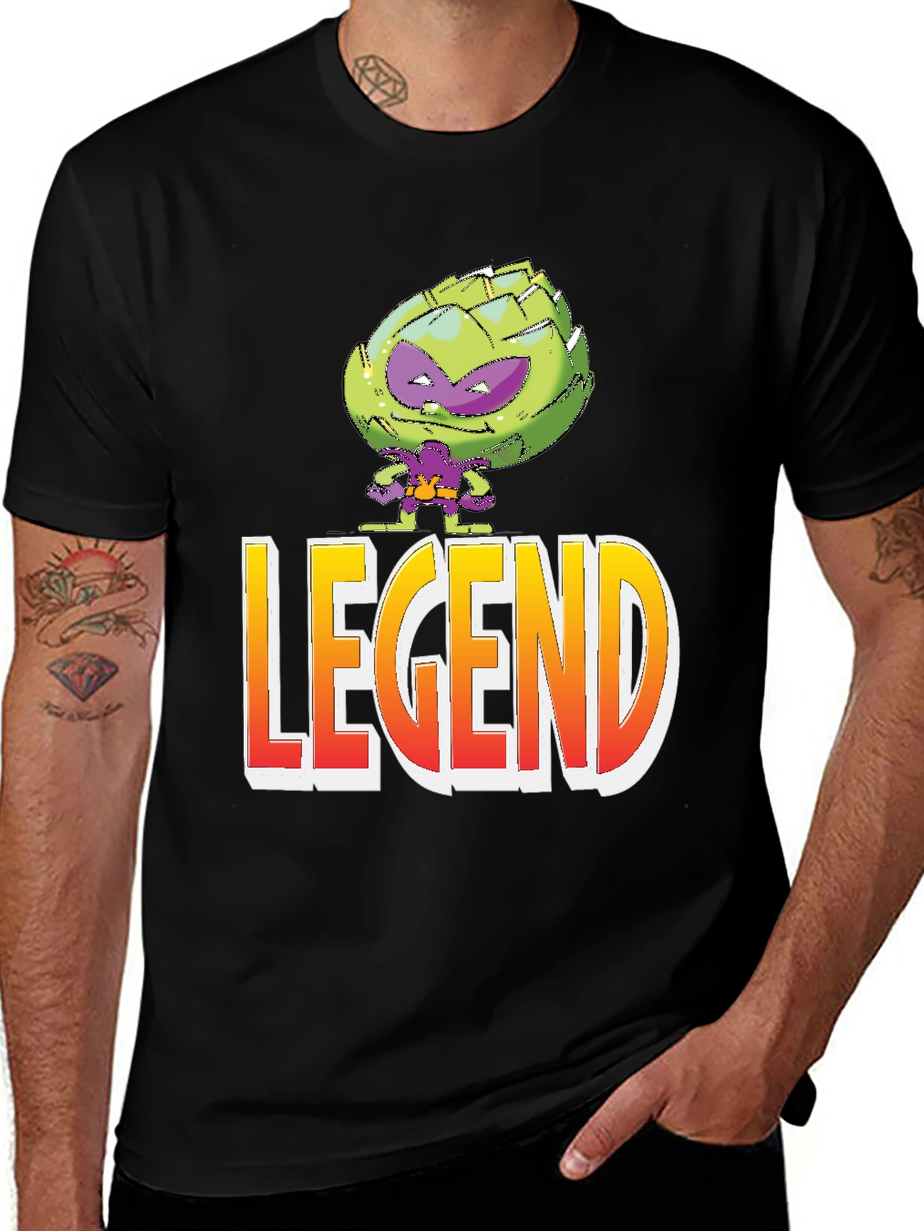 Variant 19 of Artichoke Legend Graphic T-Shirt - Black Cotton Tee