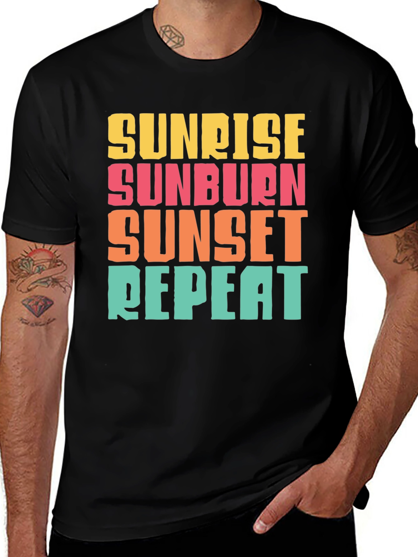 Variant 29 of Sunrise Sunburn Sunset Repeat Graphic Tee