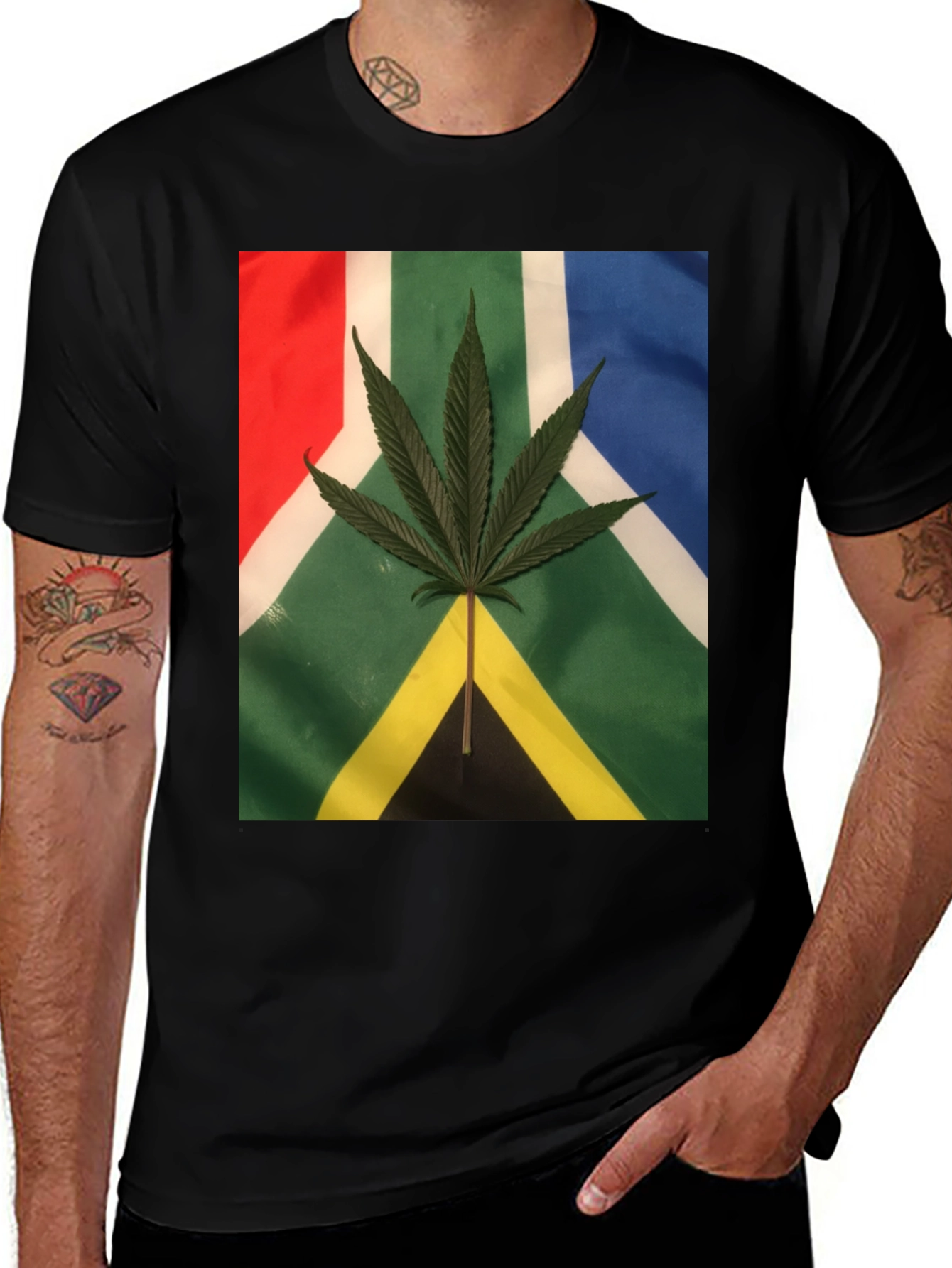 South African Flag Weed Leaf Graphic Tee
