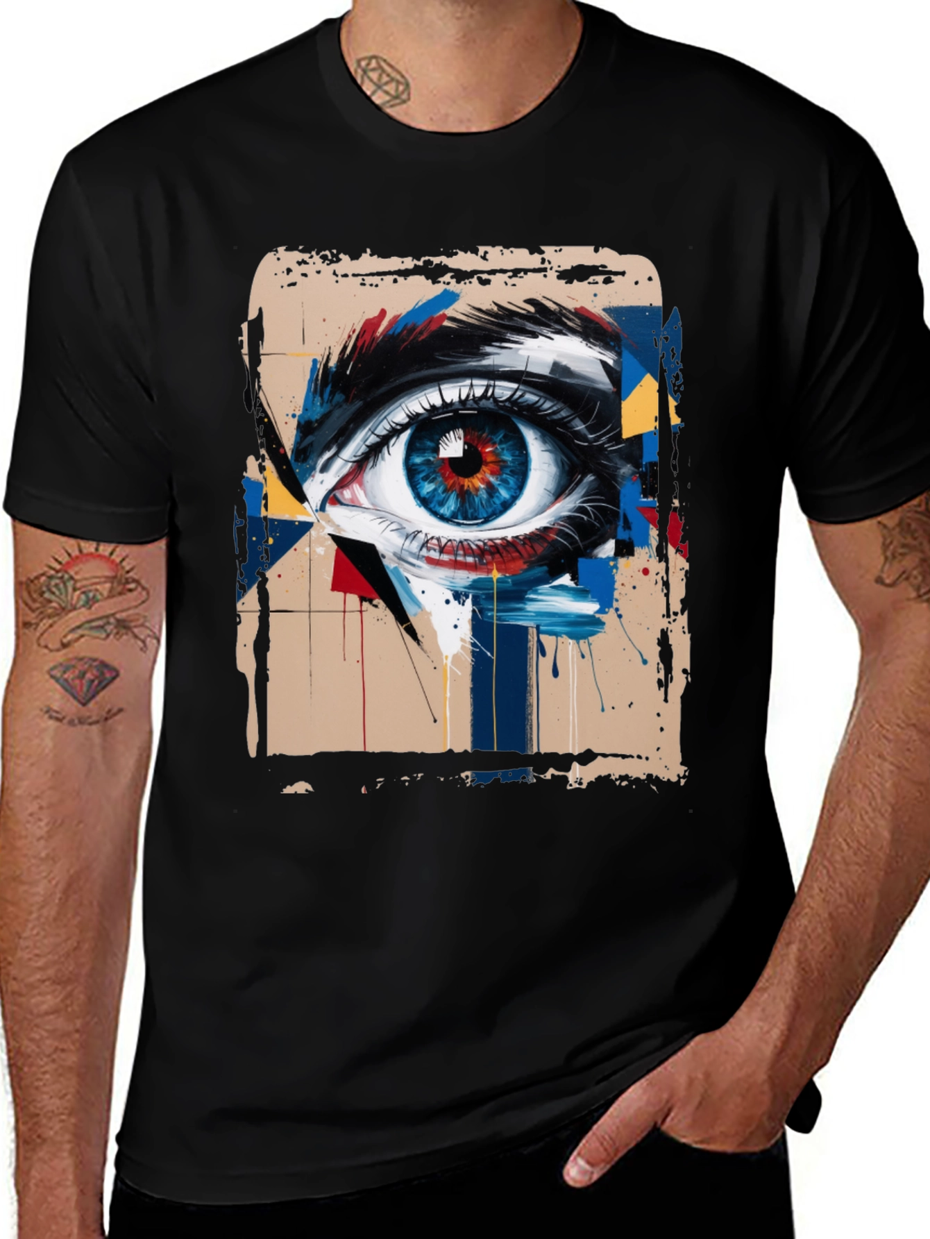 Variant 19 of Abstract Eye Graphic Tee - Men's Black T-Shirt