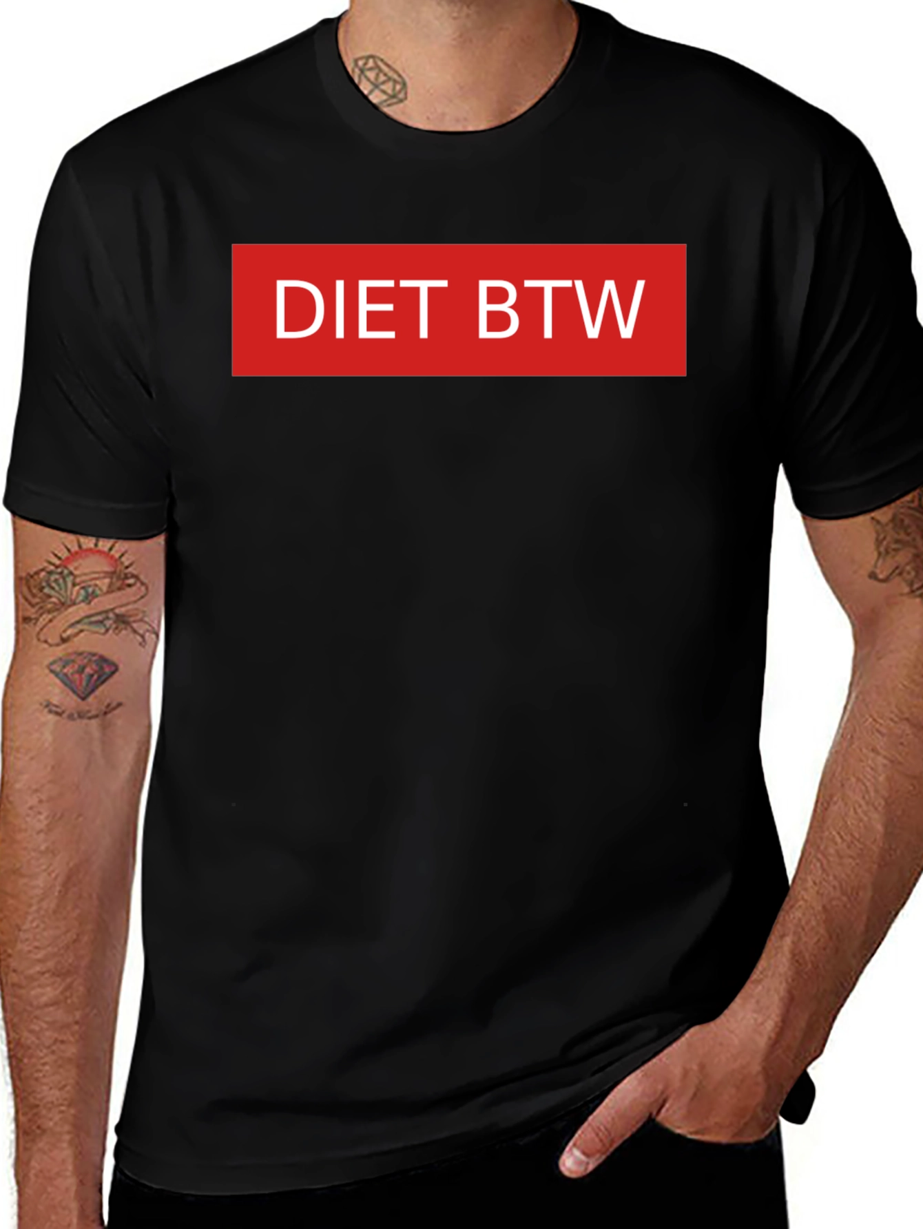 Variant 18 of Diet BTW Graphic Tee - Black Casual T-Shirt