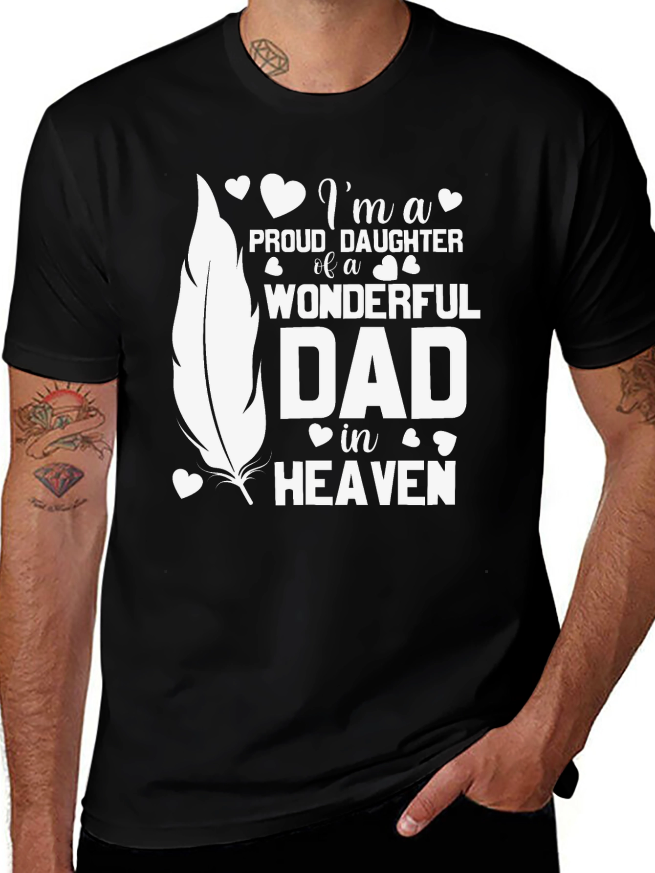 Proud Daughter Dad In Heaven Memorial T-Shirt