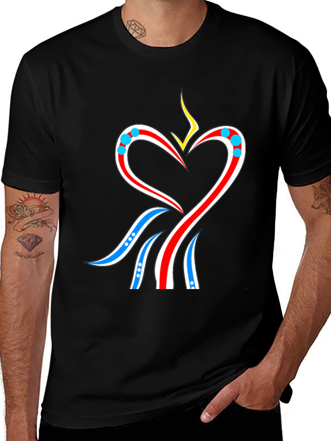 Variant 18 of Heart Flame Graphic Tee - Stylish Black T-Shirt