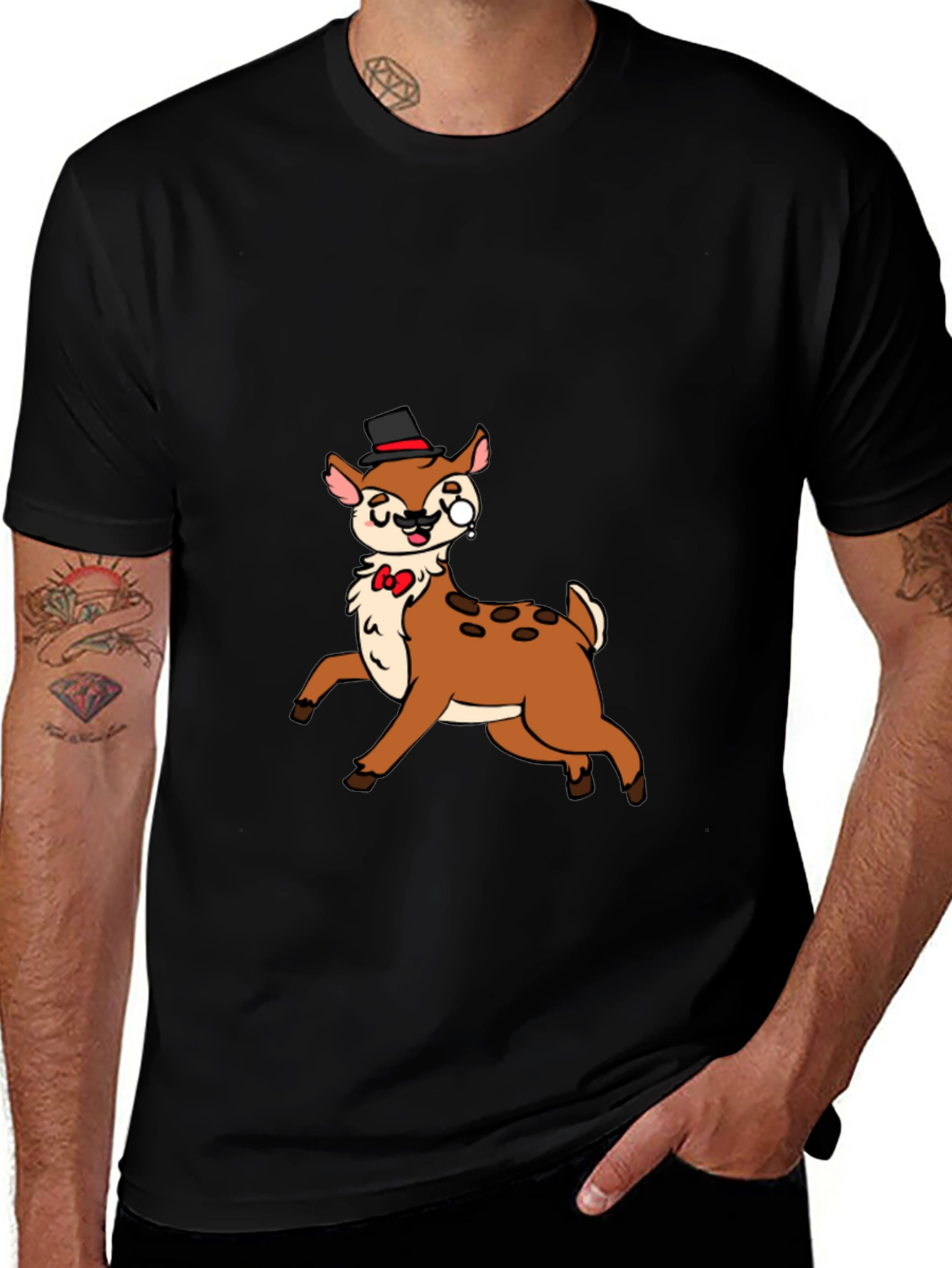 Variant 12 of Whimsical Deer Graphic Tee - Black