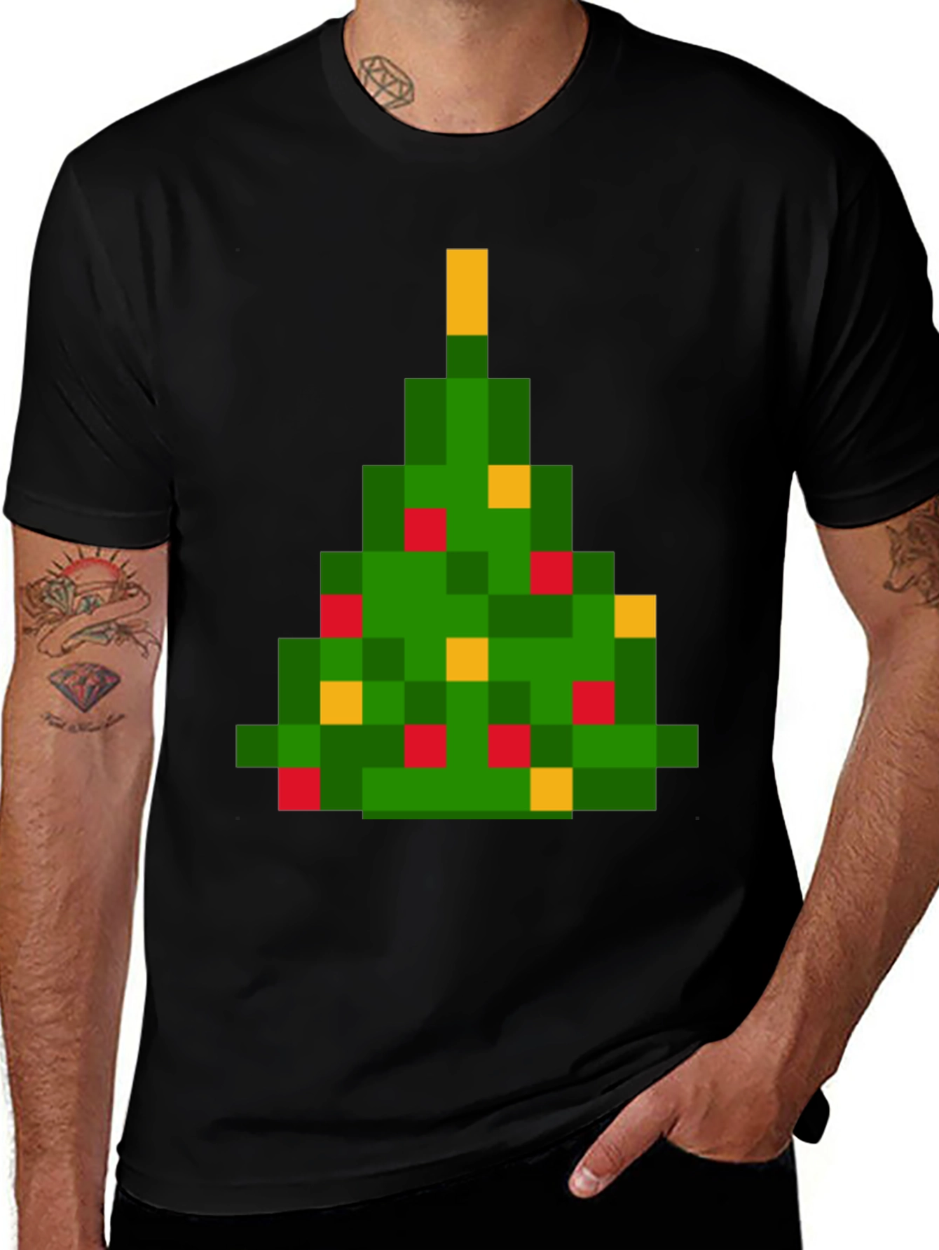 Pixel Christmas Tree Graphic Tee - Holiday Style
