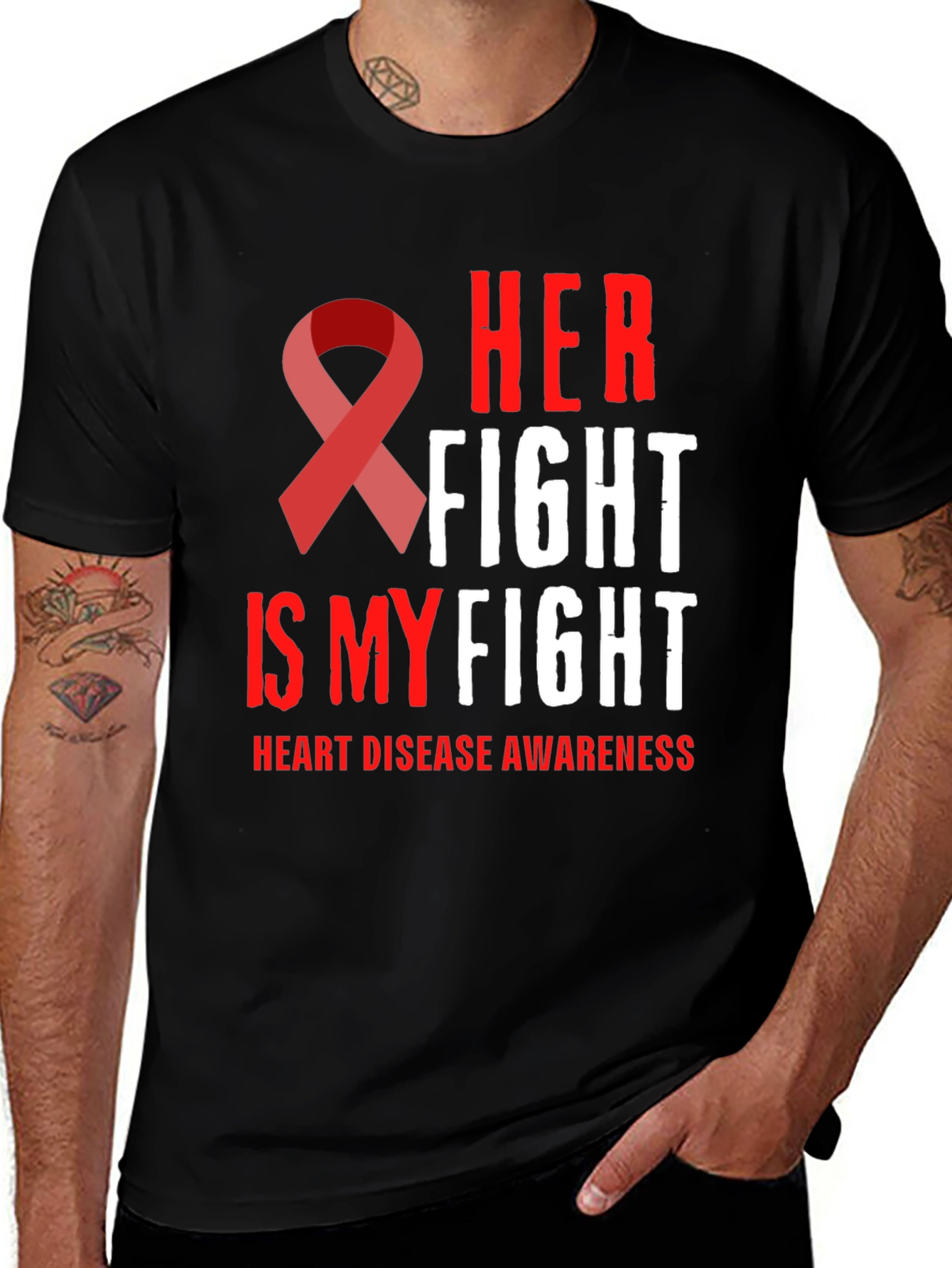 Variant 9 of Her Fight Is My Fight Heart Disease Awareness T-Shirt