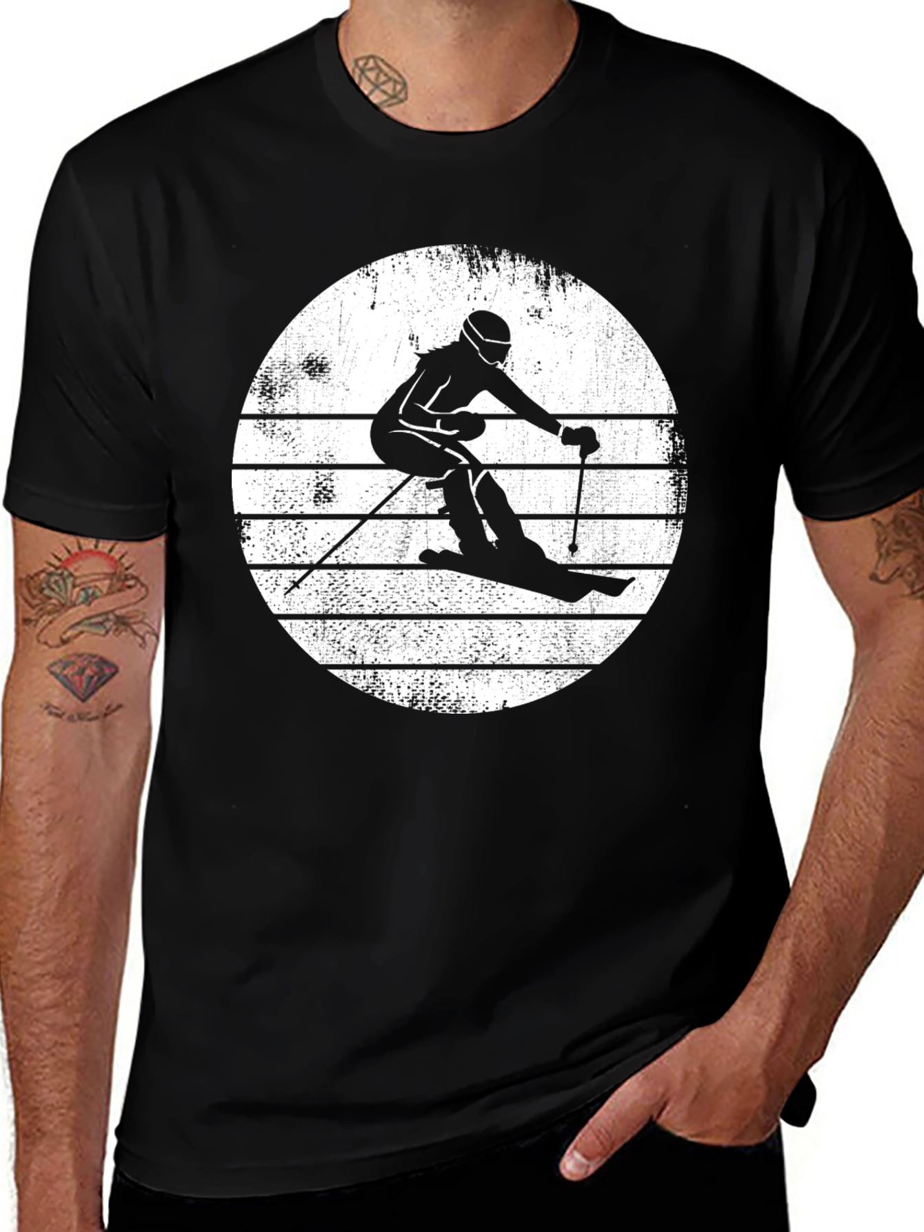Variant 11 of Skiing Silhouette T-Shirt - Black Graphic Tee