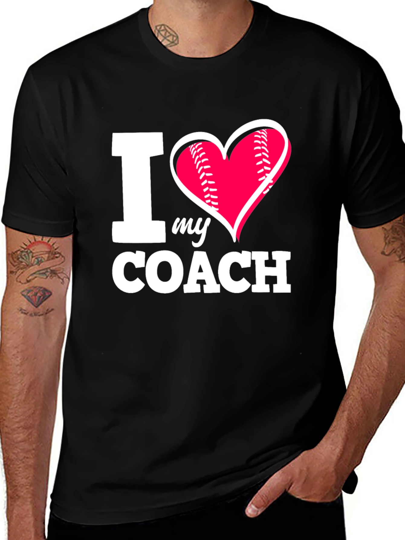 Variant 23 of I Love My Coach T-Shirt - Baseball Heart Design