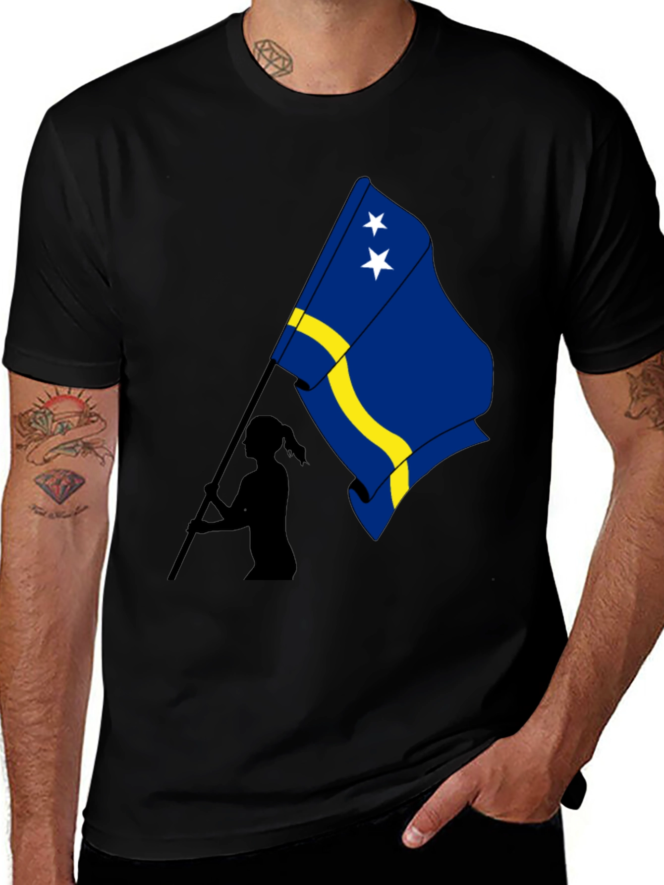 Variant 7 of Curacao Flag Graphic T-Shirt - Black