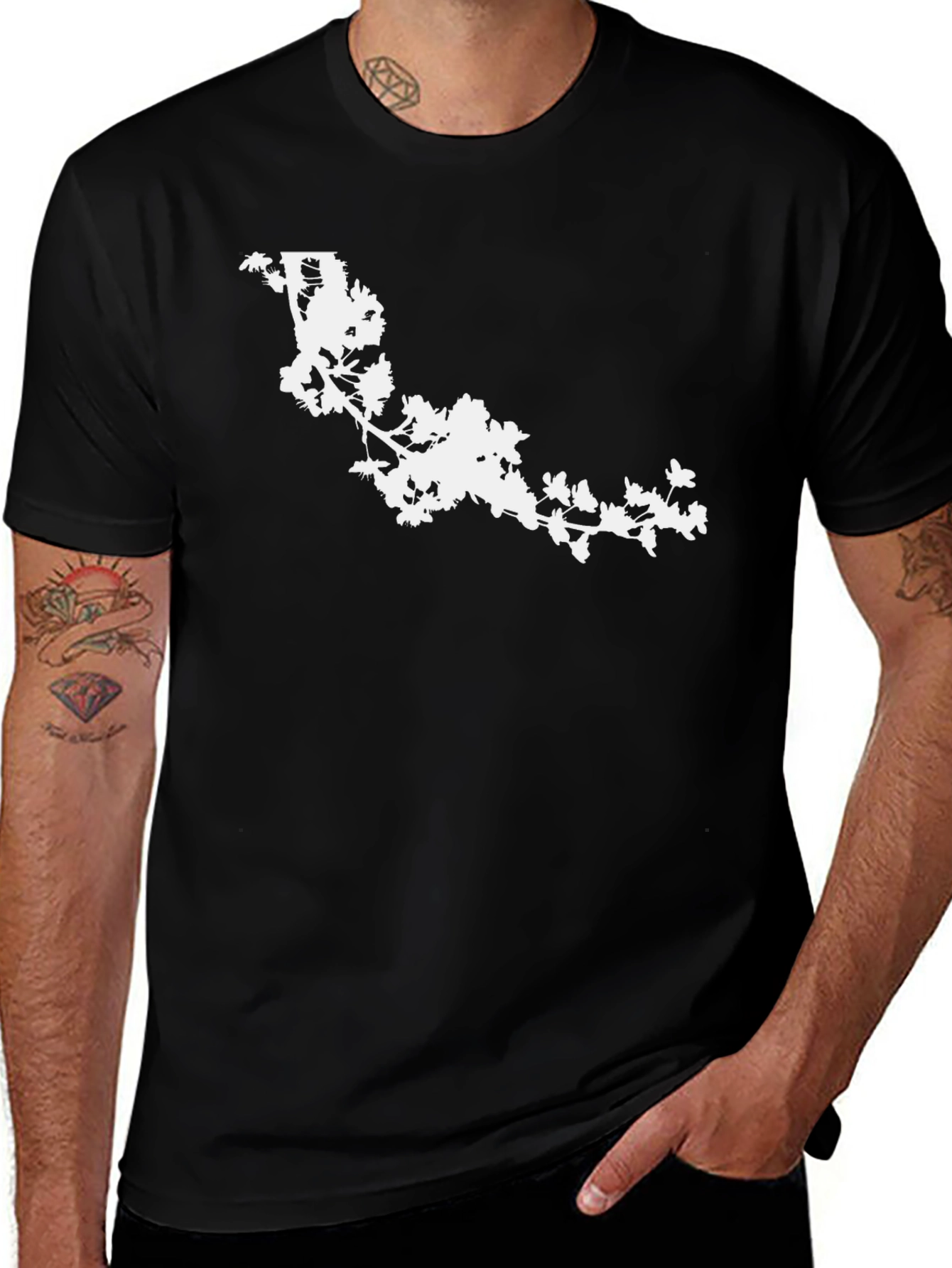 Variant 20 of Botanical Silhouette Black T-Shirt