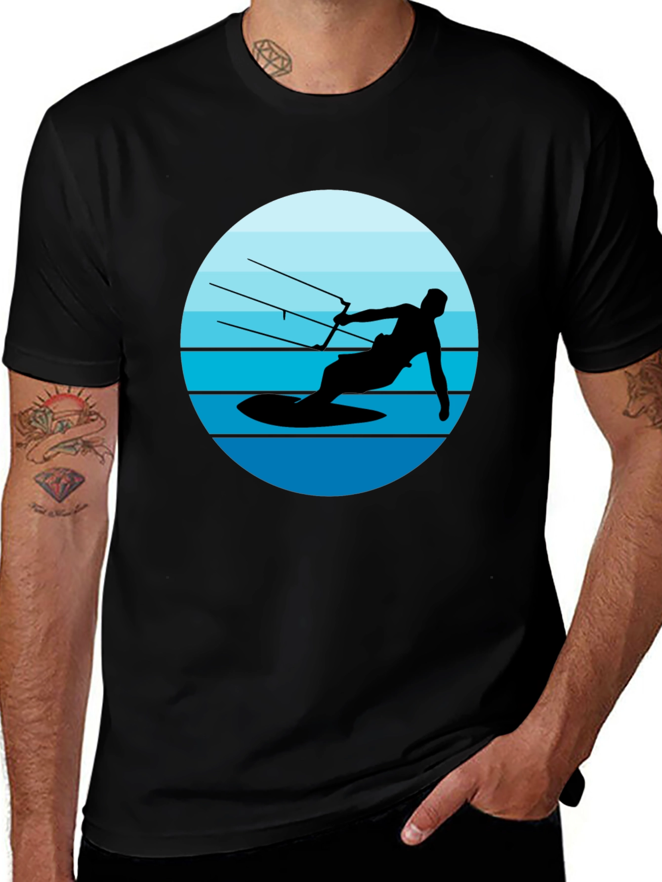 Variant 12 of Kitesurfer Graphic T-Shirt - Black