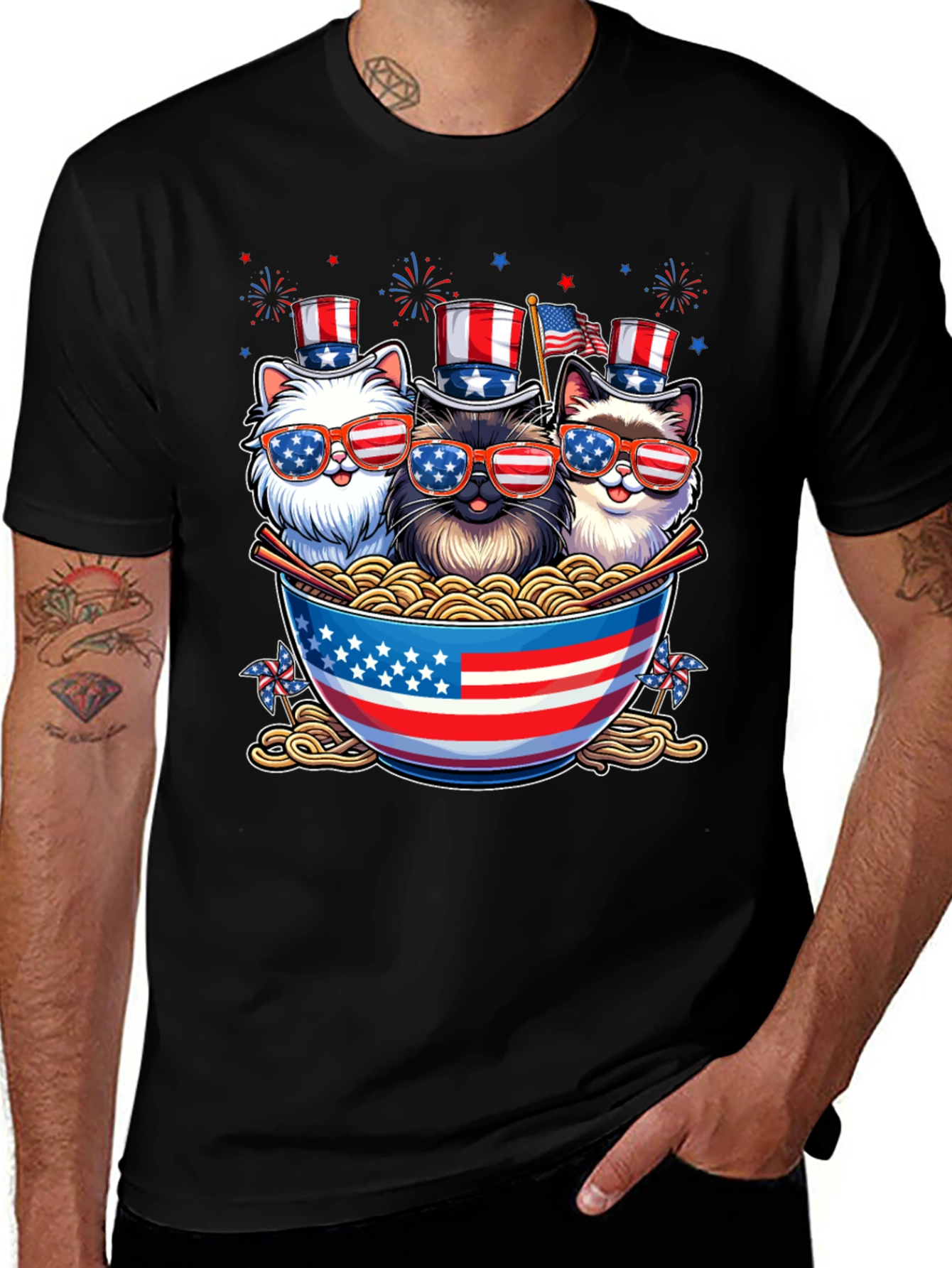 Variant 20 of Patriotic Cats Ramen Bowl T-Shirt