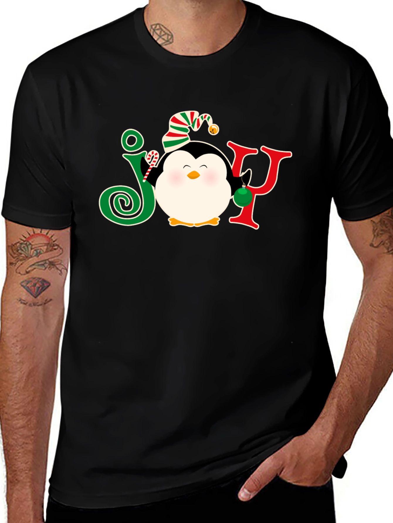 Festive Penguin JOY Christmas T-Shirt