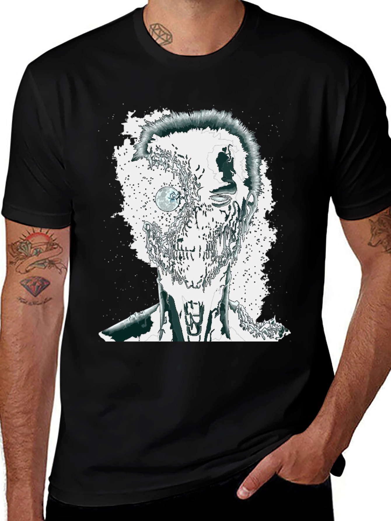 Variant 13 of Zombie Graphic Print Black Tee Shirt