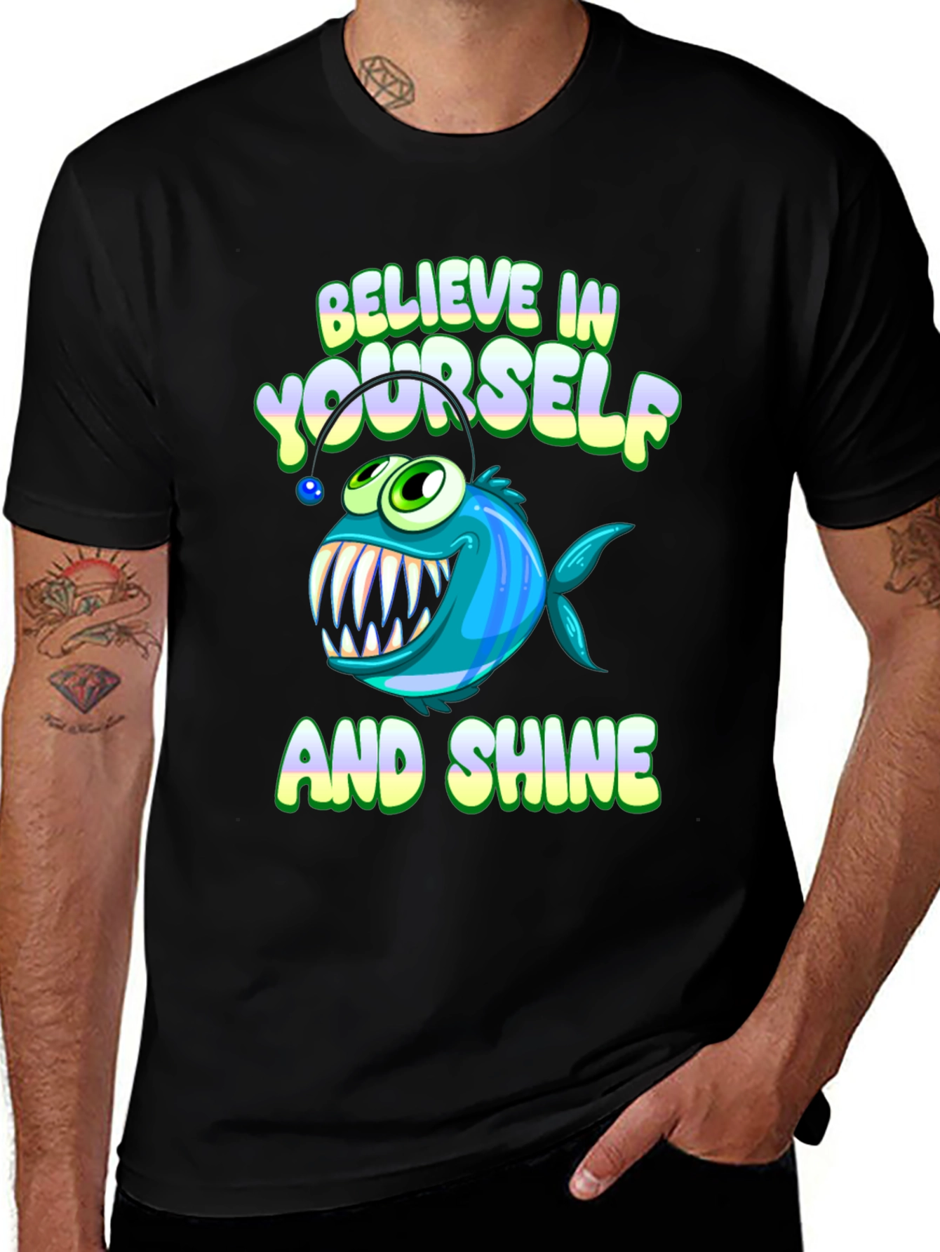 Variant 24 of Believe In Yourself Fish Graphic Tee
