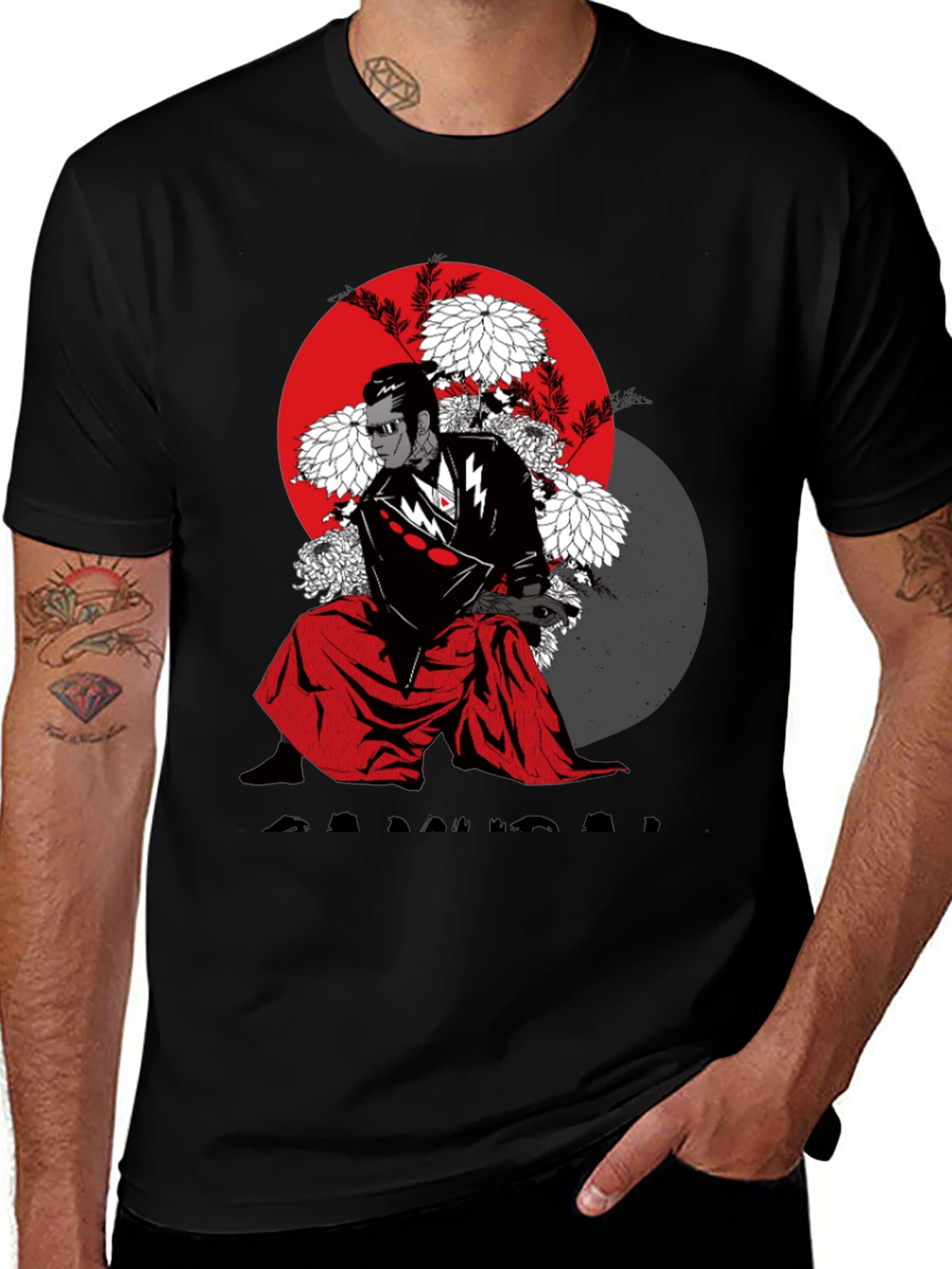 Variant 24 of Samurai Graphic Tee - Black Cotton Blend