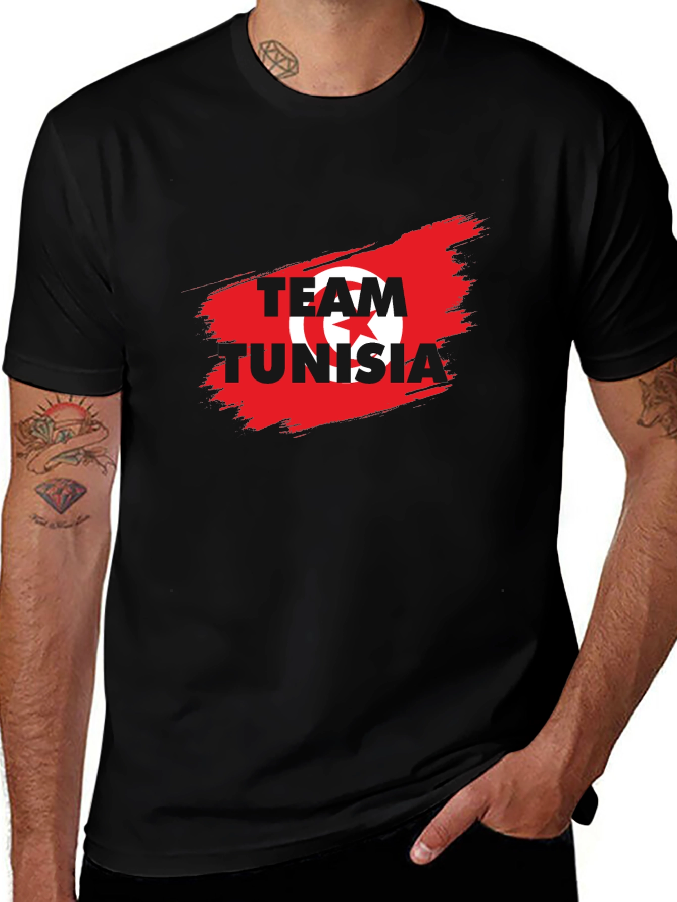 Variant 2 of Team Tunisia Graphic T-Shirt - Black Cotton Tee