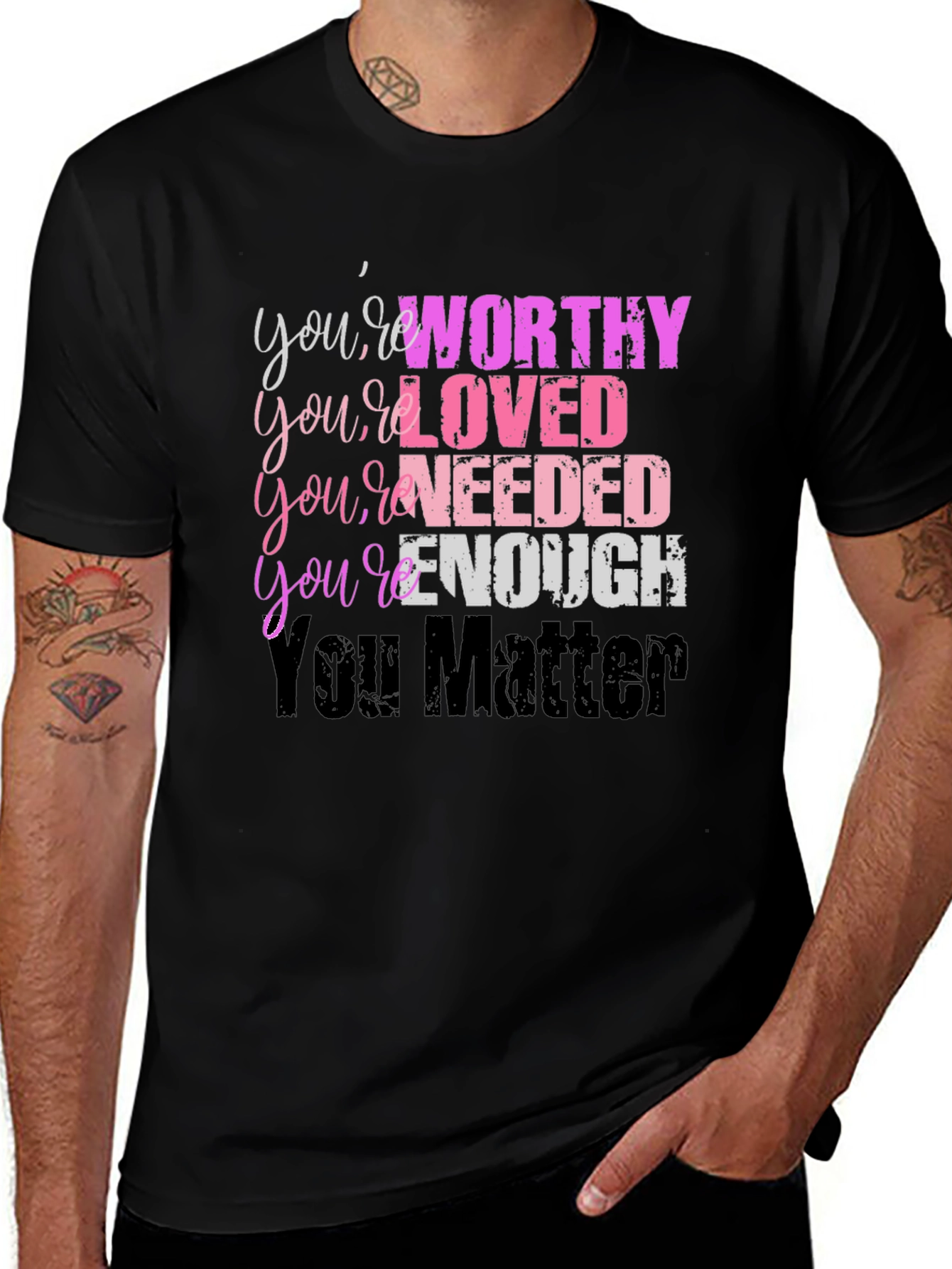 Variant 5 of Affirmation Graphic Tee - You're Worthy, Loved, Needed