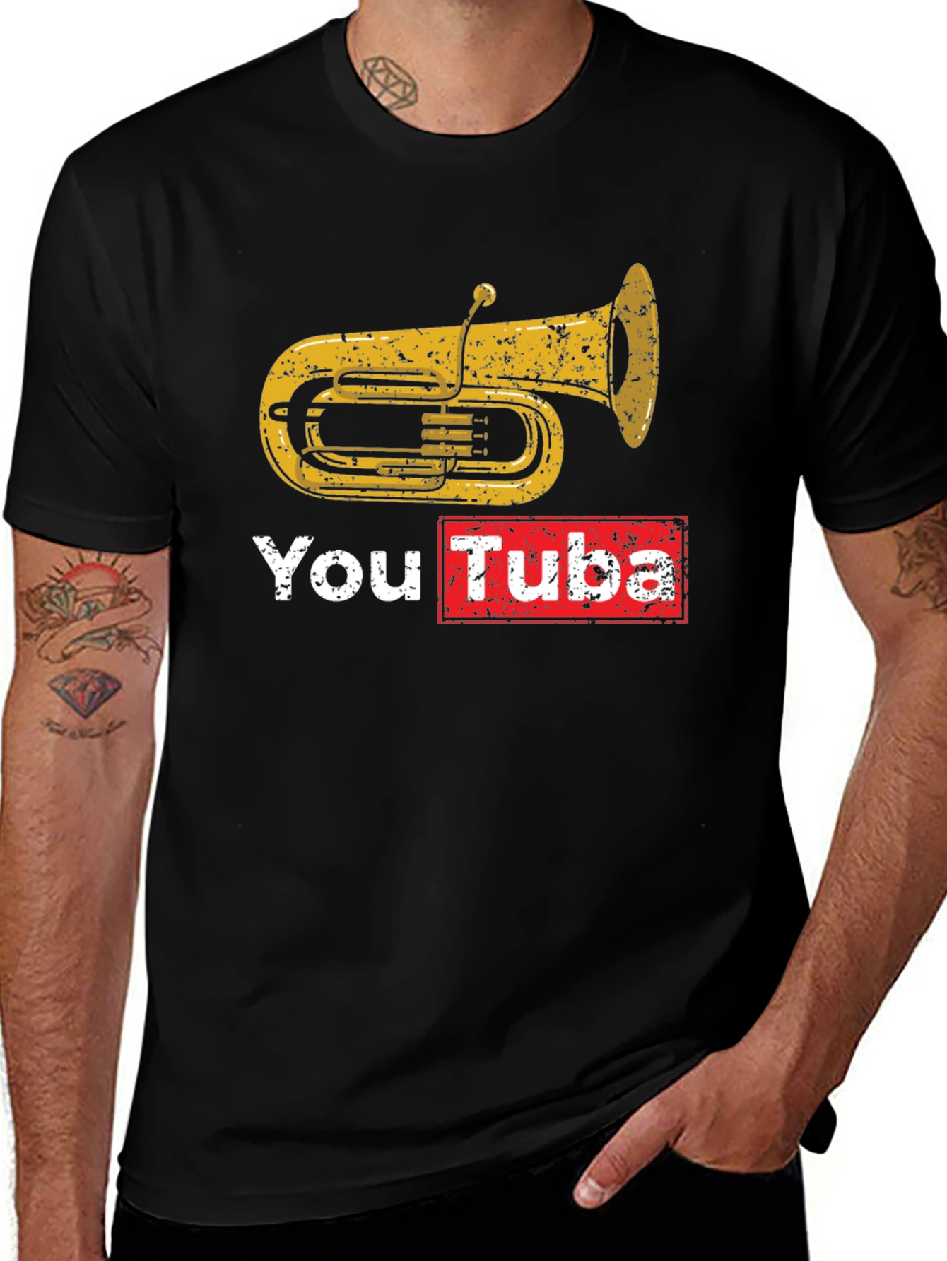 Black You Tuba Graphic T-Shirt - Musician's Novelty Tee main image