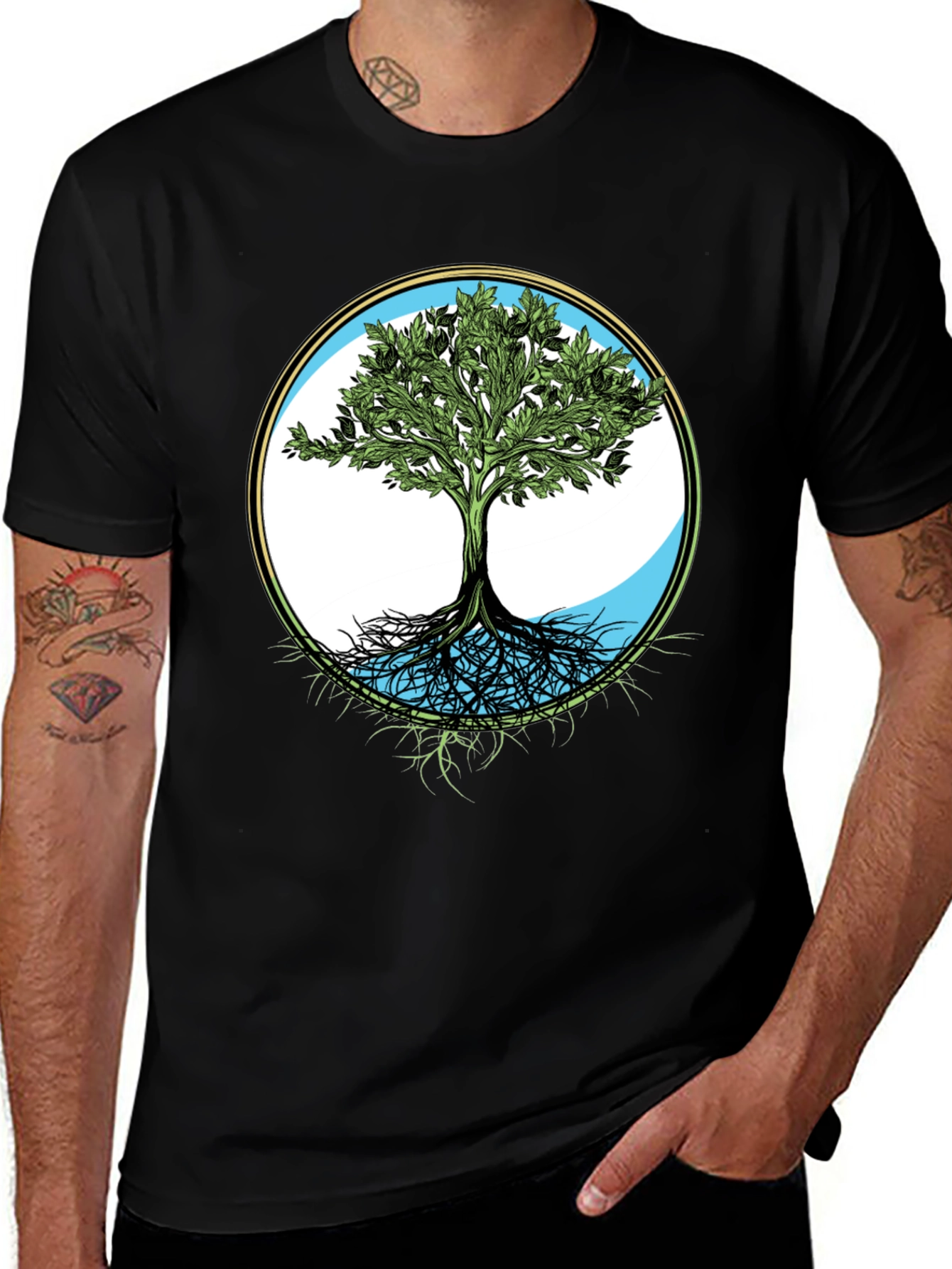 Variant 12 of Tree of Life Graphic Tee - Black Casual T-Shirt