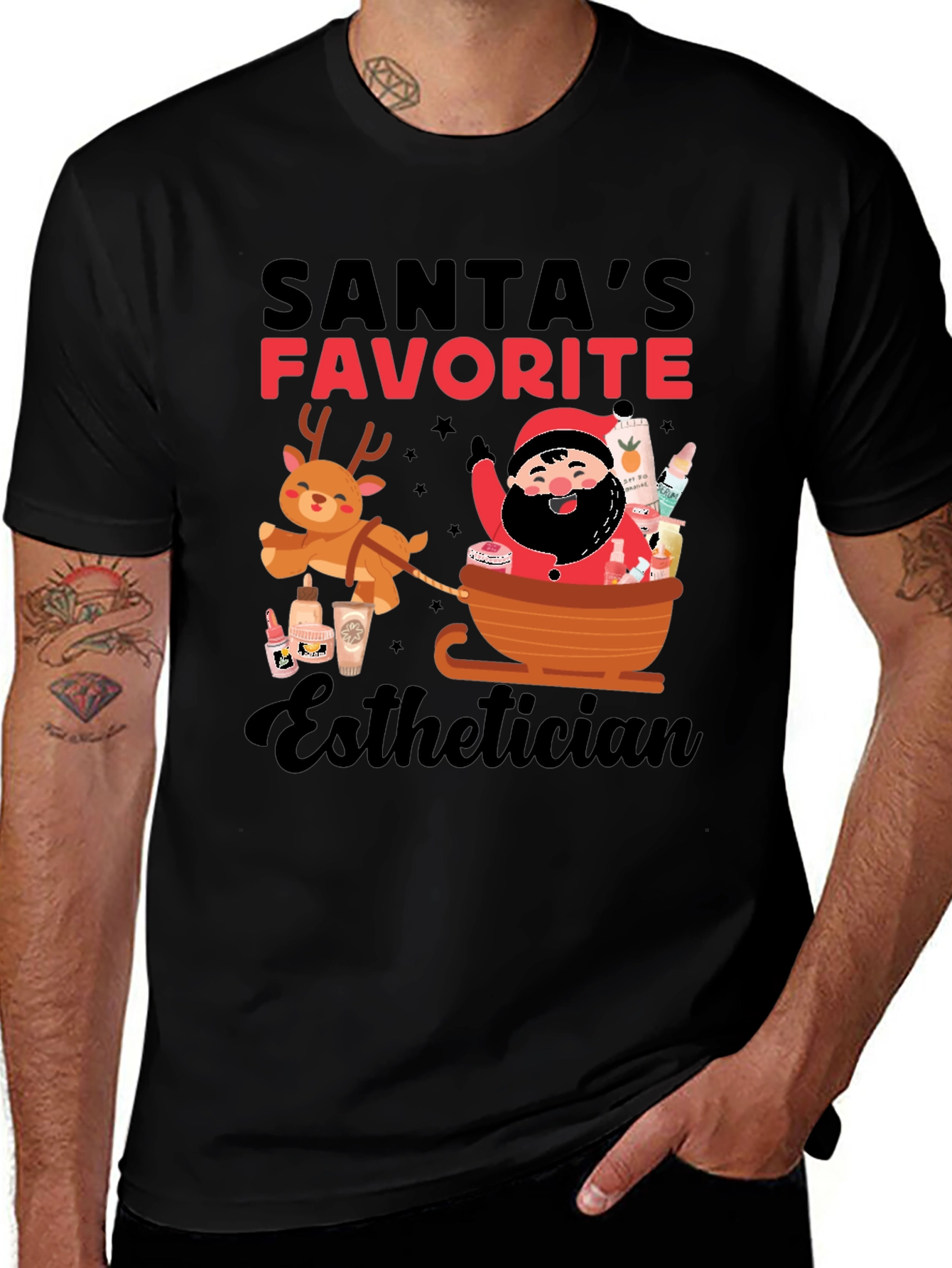 Santa's Favorite Esthetician Christmas T-Shirt