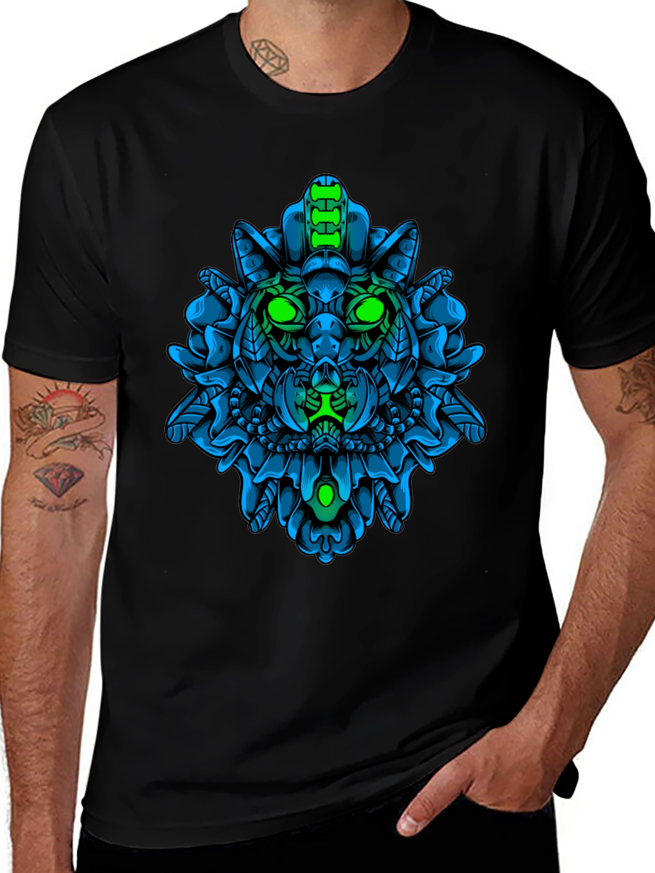 Variant 20 of Cyberpunk Wolf Graphic Tee - Bold Style