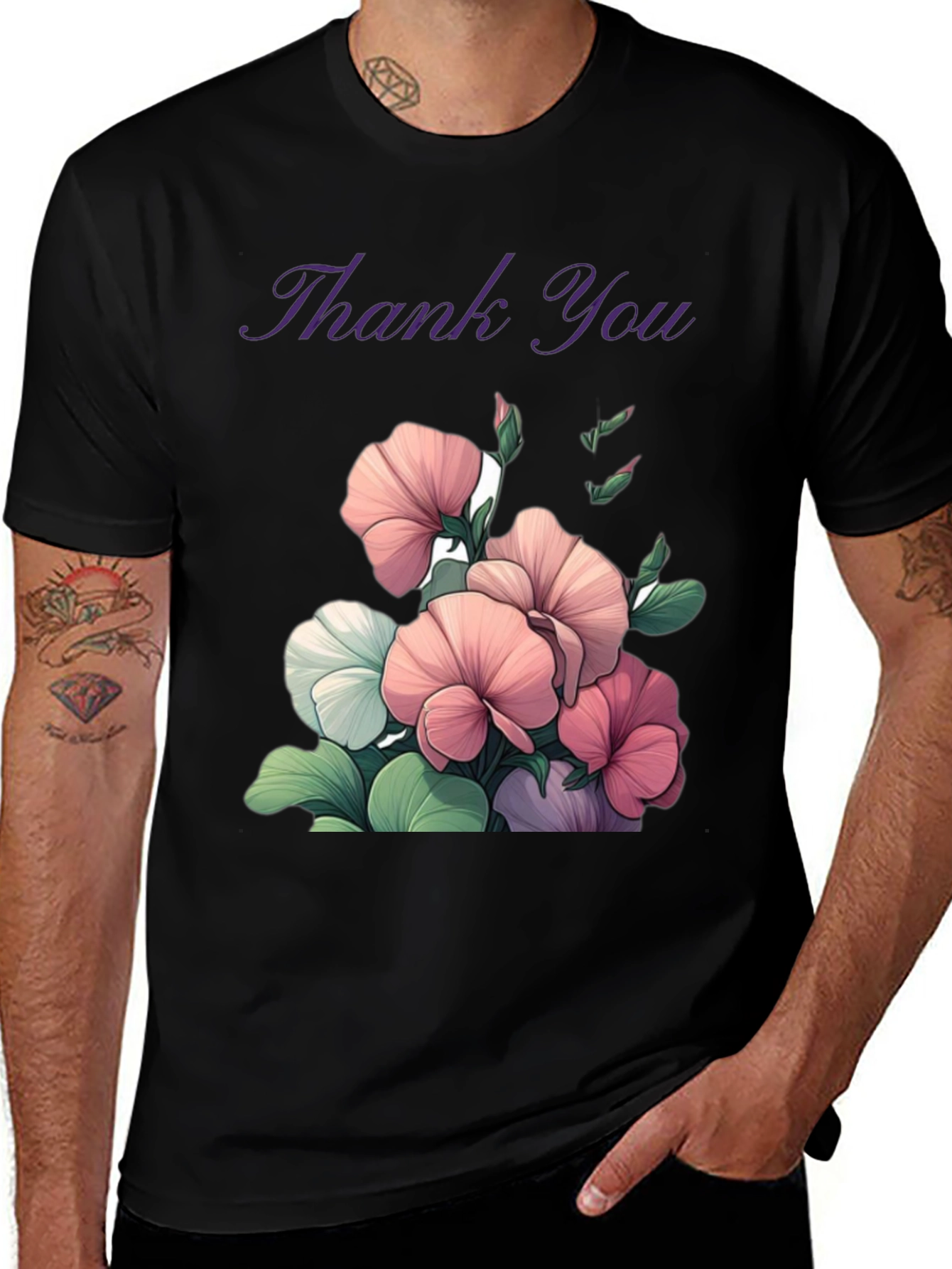 Floral Thank You Graphic T-Shirt
