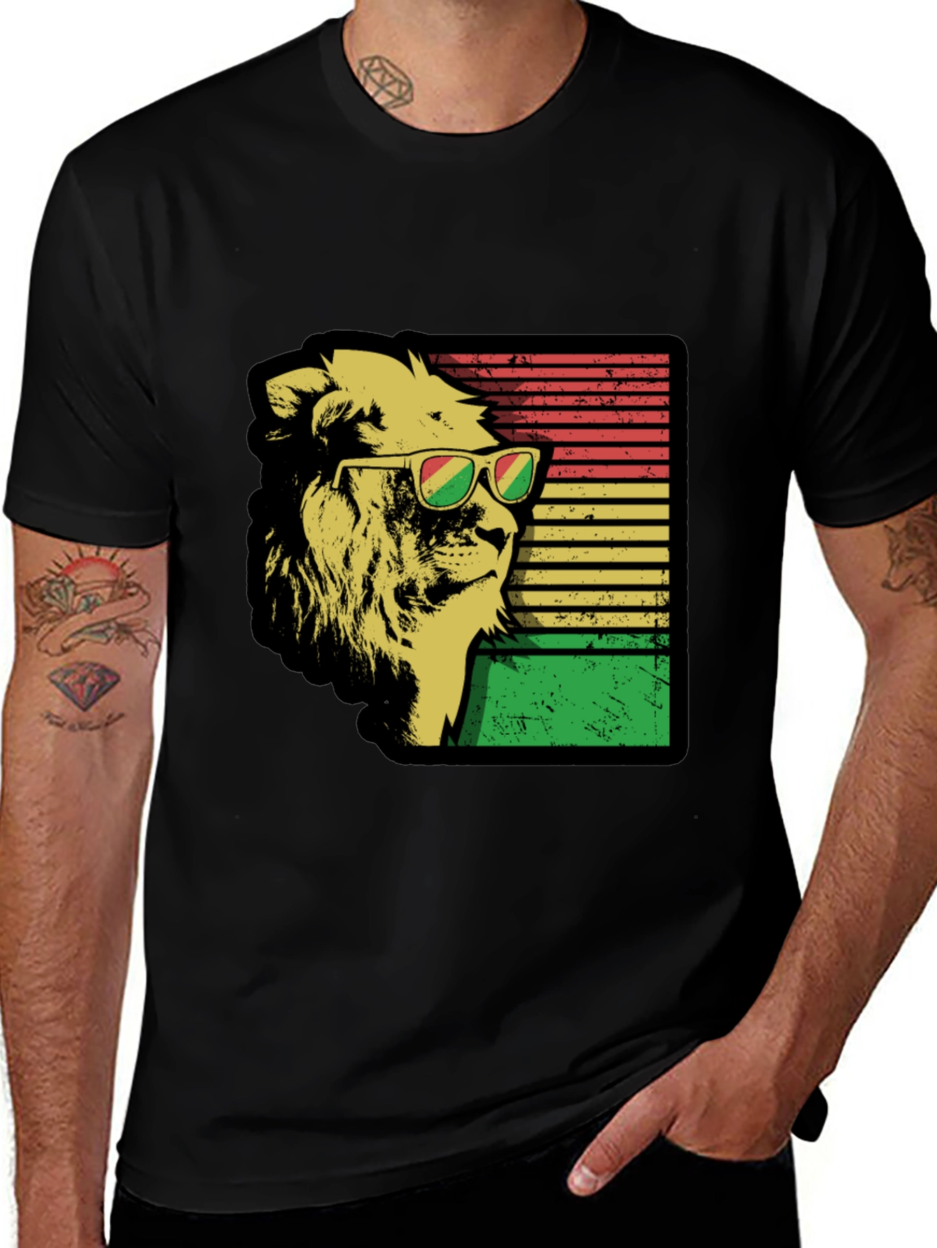Variant 14 of Cool Lion Graphic Tee - Reggae Rasta Style